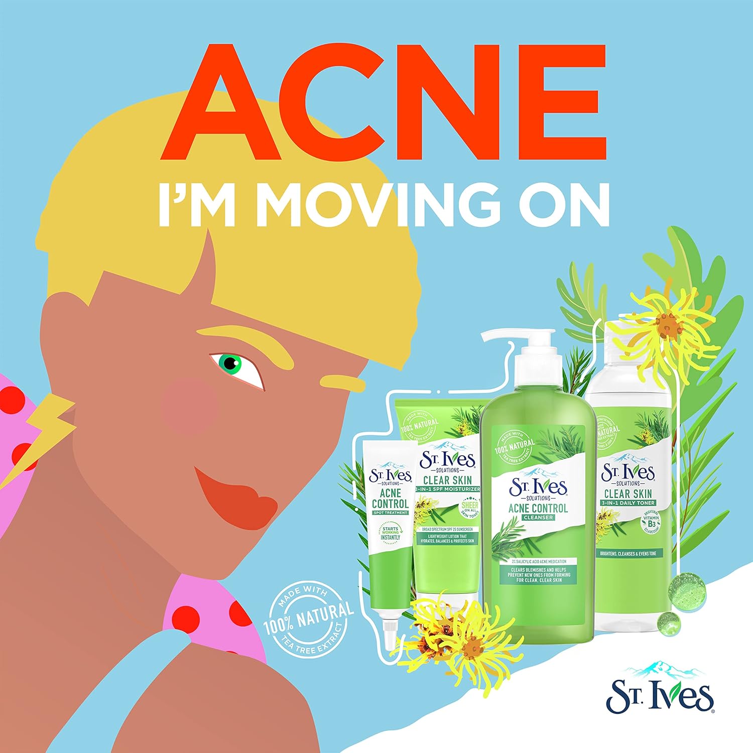 St.Ives Solutions 3-in-1 Face Toner For Combination to Oily and Acne Prone Skin Clear Skin Made with 100 percent Natural Tea Tree Extract, Vitamin B3, Micellar Water Technology, and Witch Hazel 8.5 oz - Image 10