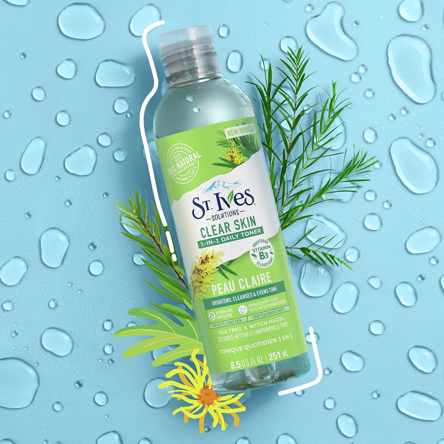 St.Ives Solutions 3-in-1 Face Toner For Combination to Oily and Acne Prone Skin Clear Skin Made with 100 percent Natural Tea Tree Extract, Vitamin B3, Micellar Water Technology, and Witch Hazel 8.5 oz - Image 9
