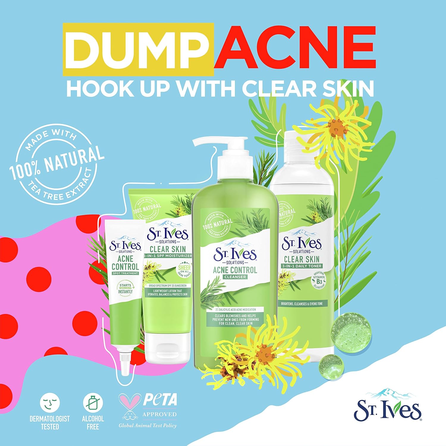 St.Ives Solutions 3-in-1 Face Toner For Combination to Oily and Acne Prone Skin Clear Skin Made with 100 percent Natural Tea Tree Extract, Vitamin B3, Micellar Water Technology, and Witch Hazel 8.5 oz - Image 11