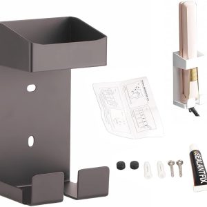 Stainless Steel Wall Mount Hair Dryer, Curling Iron and Styling Tool Organizer Basket