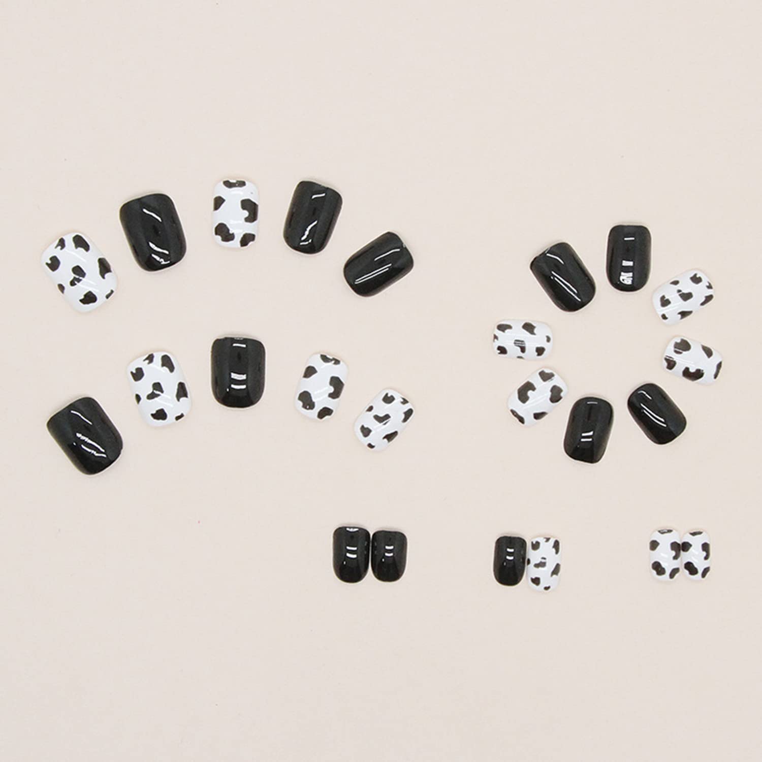 Stick on Nails Square Short Length, 24Pcs Full Cover Reusable False Nails Kits, Artificial Fingernails Acrylic Fake Nails for Women, Press on Nails With Charms, Glue on Nails Coffin Shape(R692) - Image 3