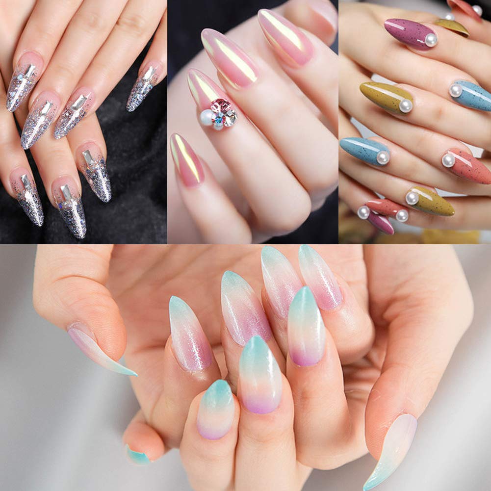 Stiletto Nail Tips 500Pcs Short Sharp Ending False Acrylic Nails Tip Half Cover 10 Sizes with Box for Nail Salons Home DIY (Natural) - Image 5