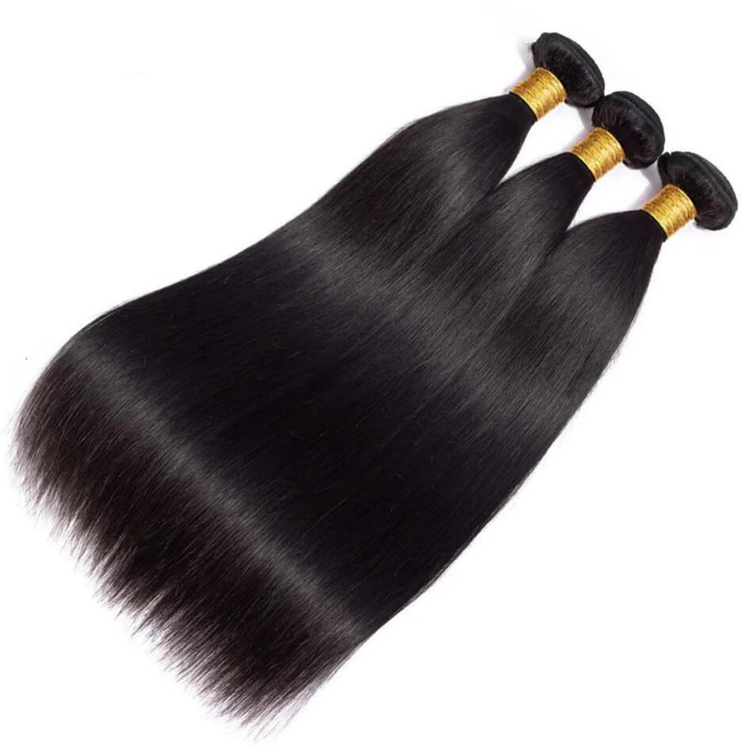 Straight Bundles Human Hair 100% Unprocessed 12A Brazilian Hair 16 18 20 Inch 3 Bundles Deals Human Hair Double Weft Natural Black - Image 2