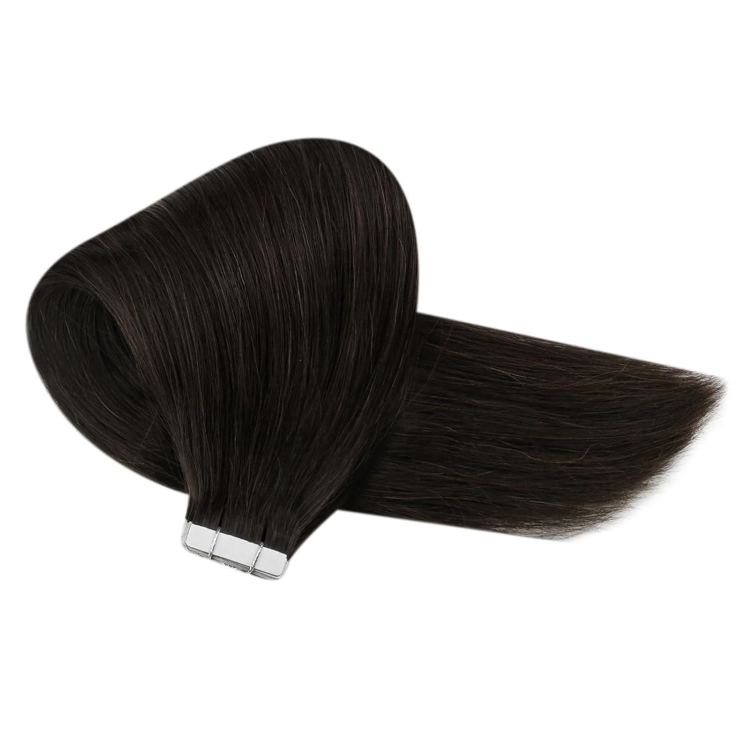 Sunny Hair Tape in Hair Extensions Real Human Hair Invisible Remy Hair Extensions Tape ins for Women Darkest Brown 20 inch 20Pcs 50G - Image 9