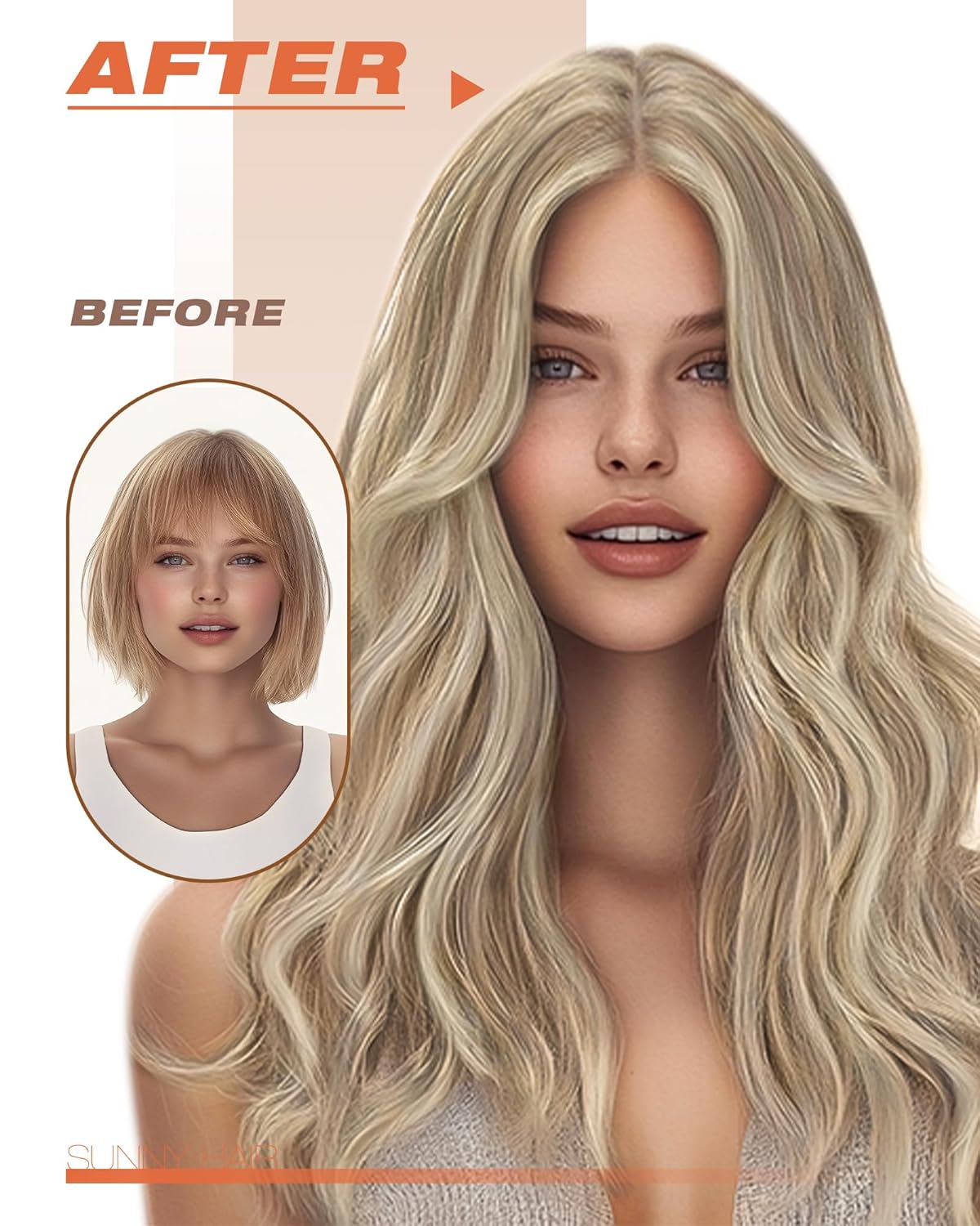 Sunny Hair Tape in Hair Extensions Real Human Hair Invisible Remy Hair Extensions Tape ins for Women Lightest Brown Highlight Platinum Blonde 16 inch 20Pcs 50G - Image 5