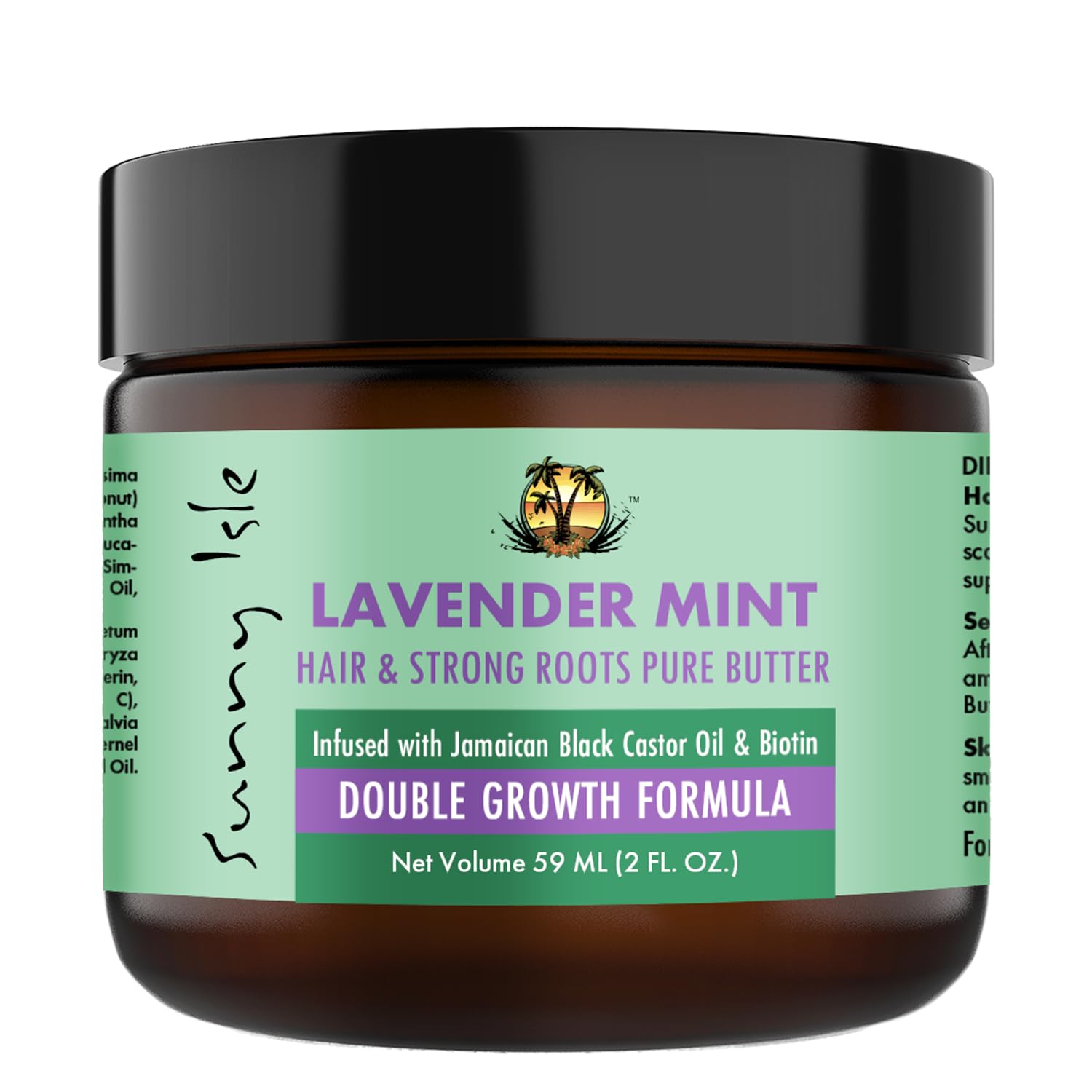 Sunny Isle Lavender Mint Hair and Strong Roots Butter 2oz | Infused with Biotin & Jamaican Black Castor Oil | Strengthen and Nourish Hair | Dry Scalp, Split Ends | Double Growth Formula