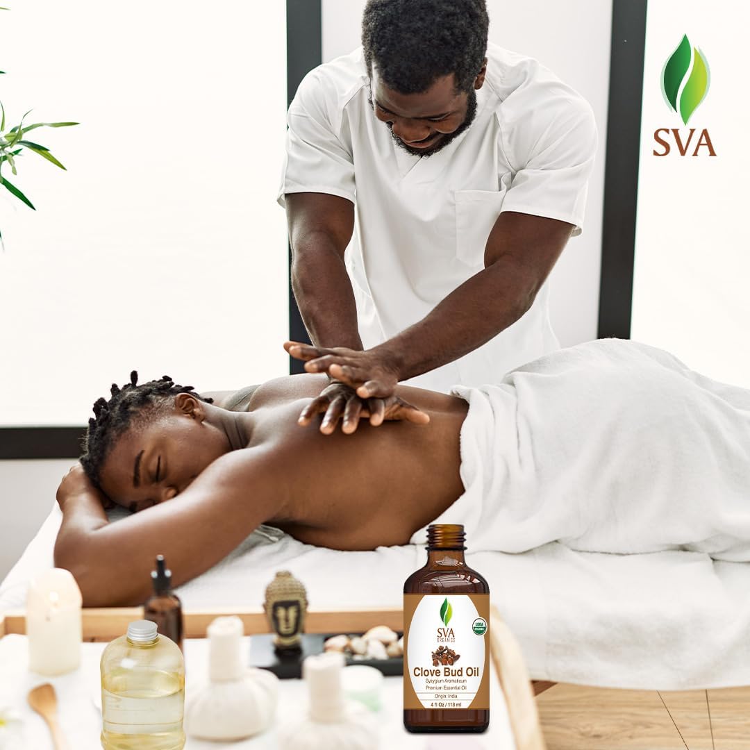 SVA Clove Essential Oil Organic – 4 Fl Oz – 100% Natural Organic Clove Oil - for Diffuser, Hair Care, Face, Skin Care, Aromatherapy, Scalp and Body Massage, Soap and Candle Making - with Dropper - Image 7
