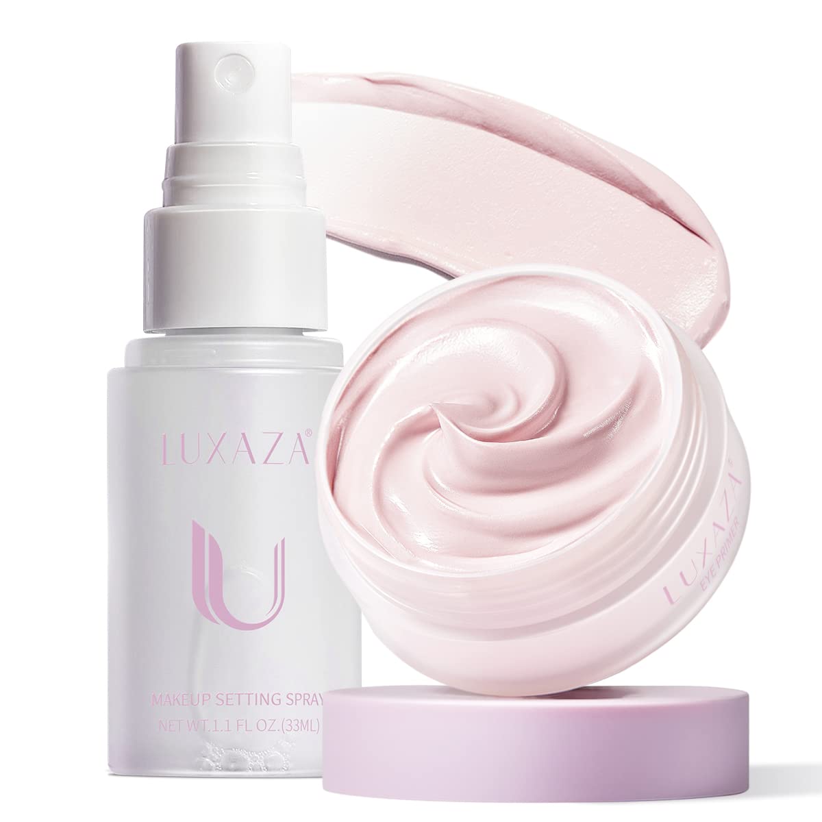Eyeshadow Primer ＆ Setting Spray,Long Lasting Makeup Eye Primer and Spray.Blurring & Oil Absorbing Face Setting Spray For Makeup-(1.15 Fl. Oz ＆0.35 oz） Ice Cream