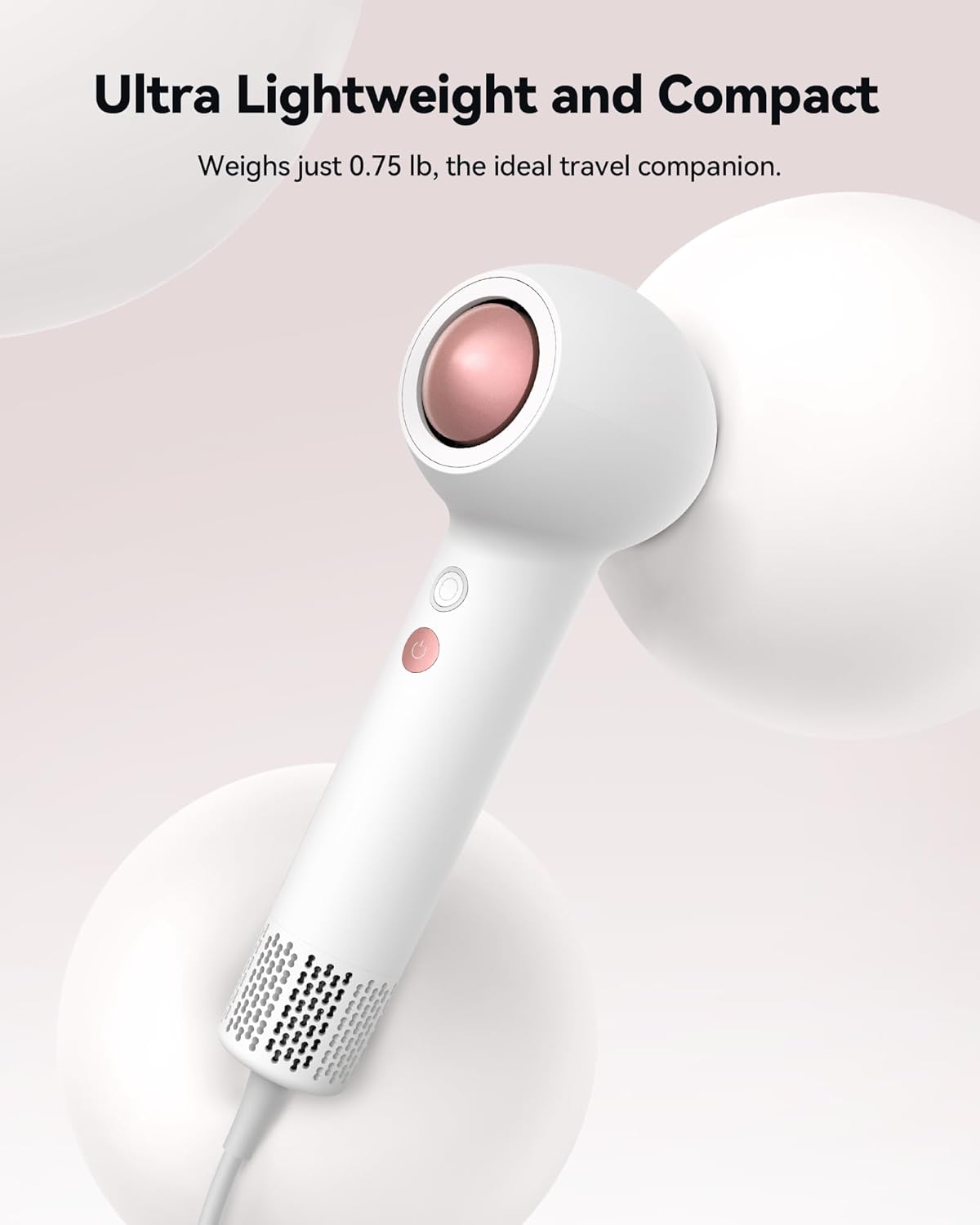 SYLPH Travel Mini Portable Hair Dryer 200 Million Ionic Fast Drying 112000 RPM Ballet Pink - Image 3
