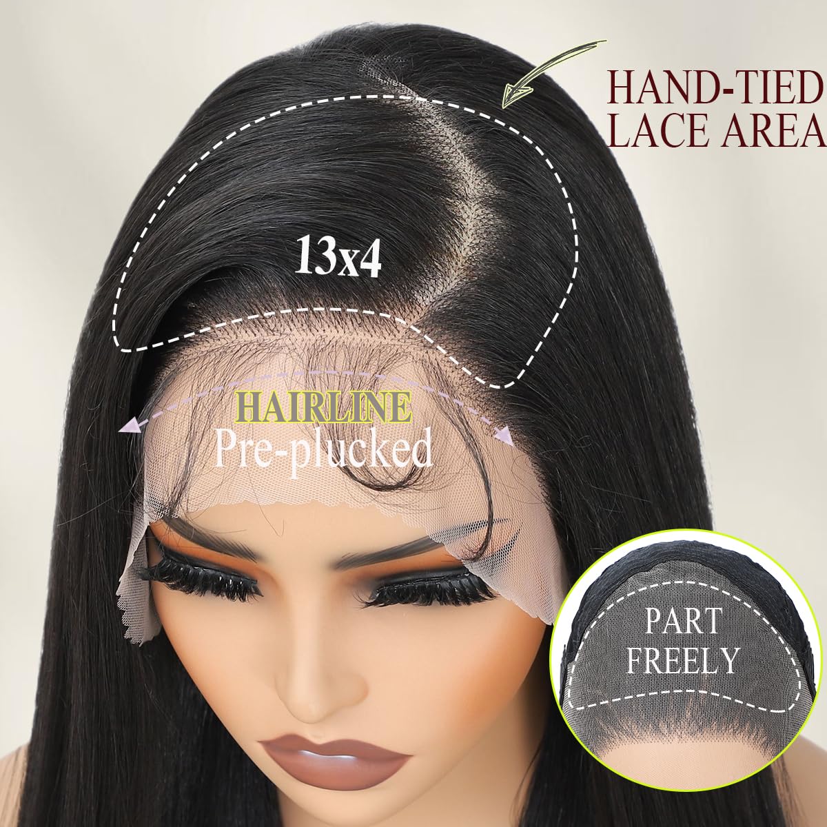 Synthetic Lace Front Wig 30inch Straight Synthetic Wig 13x4 HD Lace Long Straight Lace Front Wig Glueless for Women Pre Plucked with Baby Hair Heat Resistant Glueless Black Wig for Daily Use(2#) - Image 6