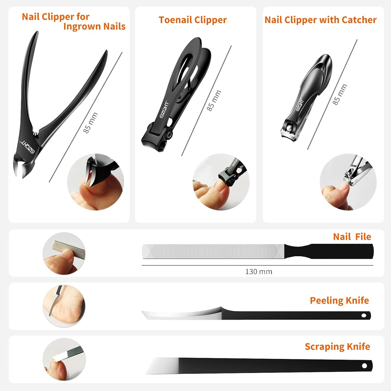 SZQHT Podiatrist Toenail Clippers Set, Professional Toe Nail Clippers for Thick & Ingrown Nails Cutter for Men,Women,Seniors,Heavy-Duty Manicure Set Pedicure Kit for Elder - Image 2