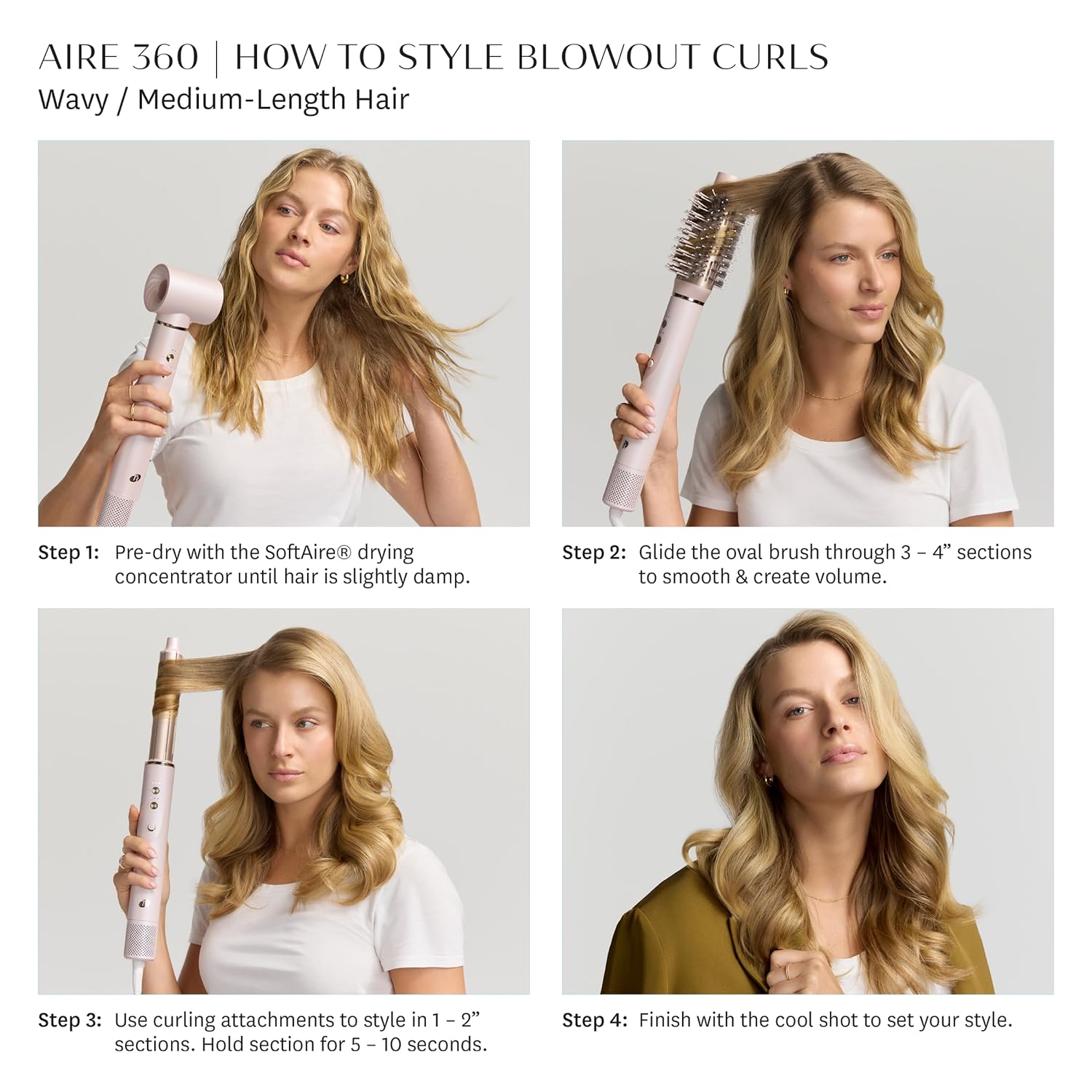 T3 Aire 360 Multi-Styler & Blowout System, Rapid Drying Hair Dryer, Ceramic Curling Attachments, Oval Brush & Drying Concentrator | Blowouts & Long-Lasting Curls - Image 12