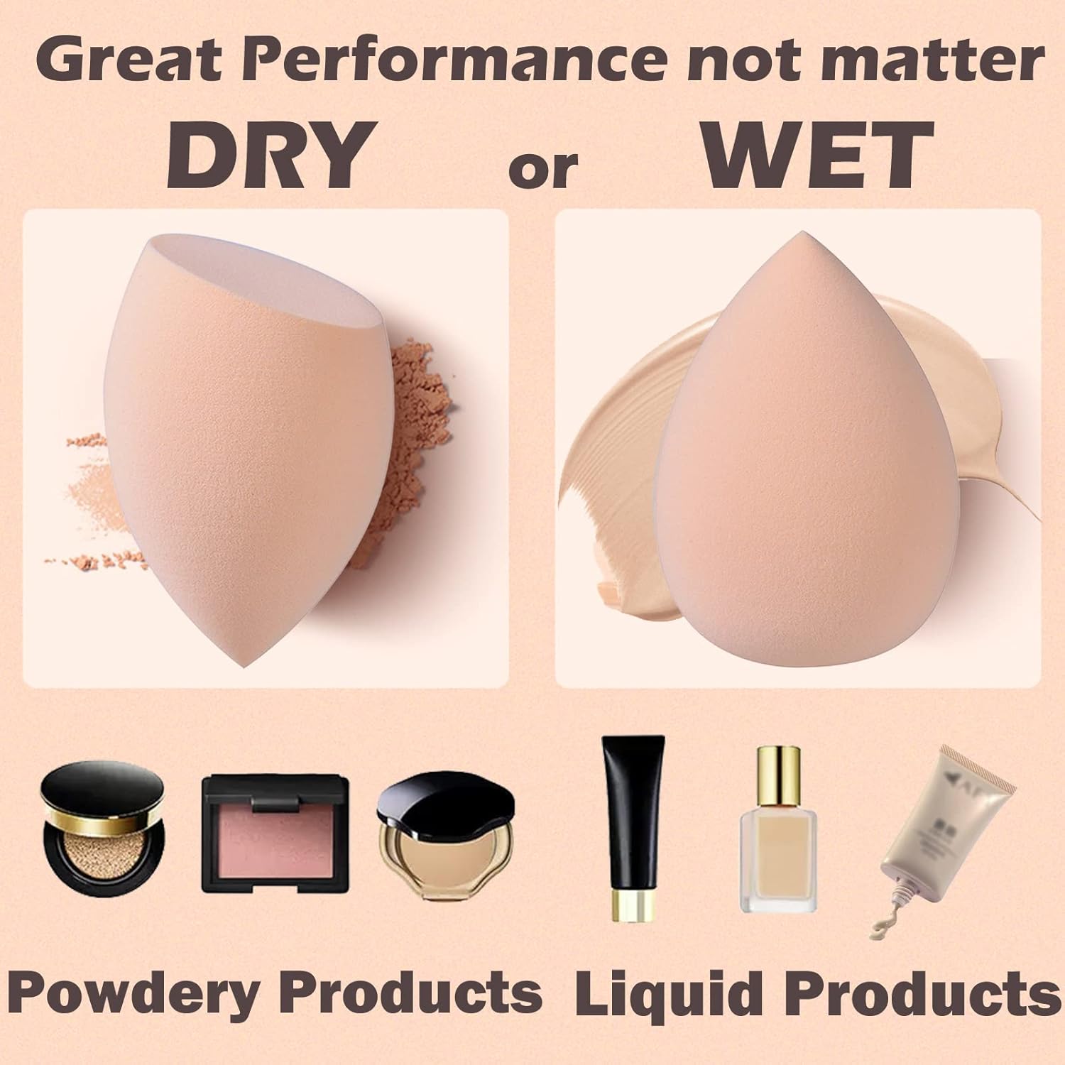 TCPENG® Makeup Sponge for Blending Liquid Foundation, Cream & Powder - Easy to Clean, Super Soft & Non Latex Beauty Blender Concealer Applicator (3 Pack Natural Color) - Image 2