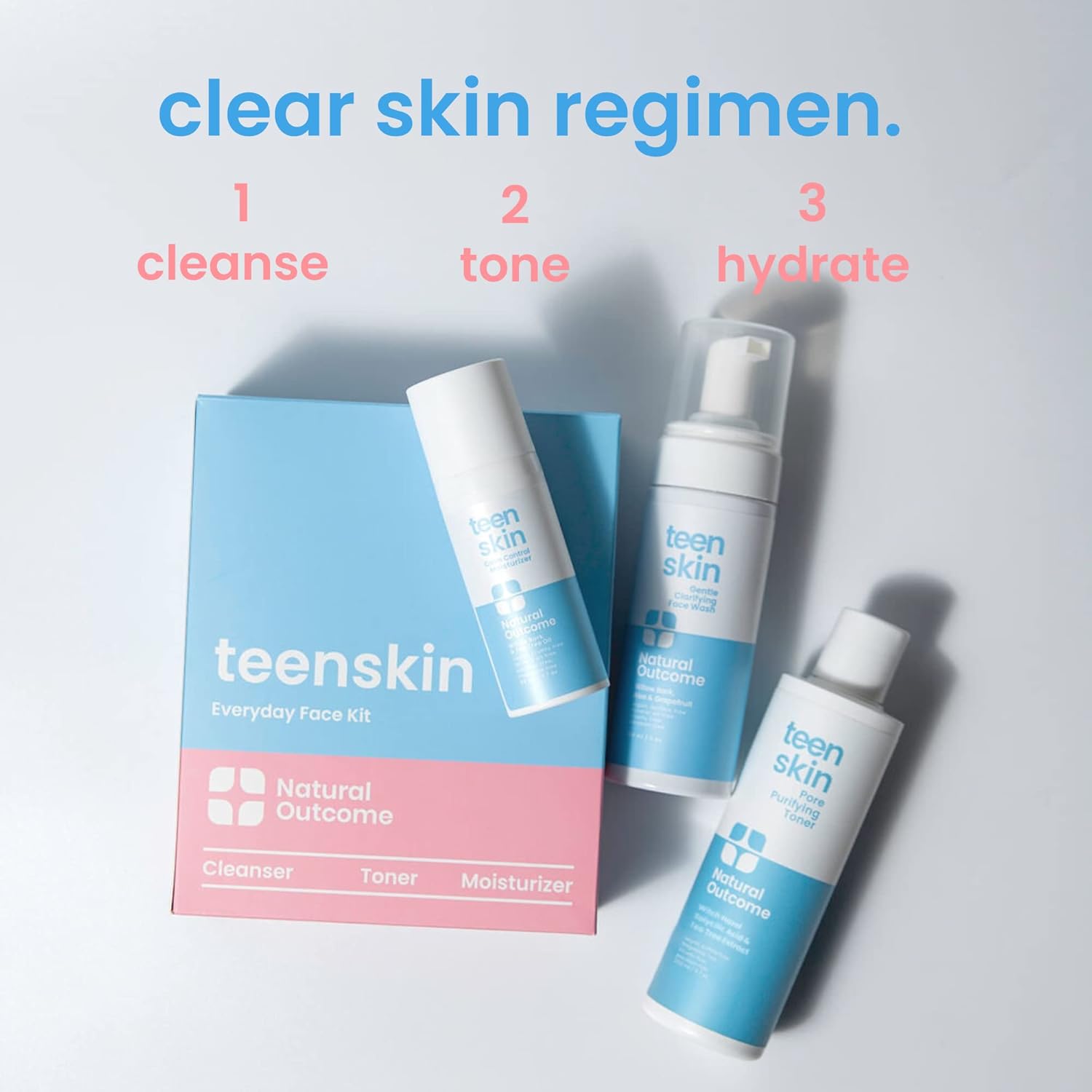 Teen Skin Care Kit 3-Step | Acne Face Wash Skin Care Regimen | Teen Skin Face Wash, Toner, & Moisturizer | Perfect for Teens Preteens & Kids Looking to Prevent Acne | 3 Pc Kit by Natural Outcome - Image 2