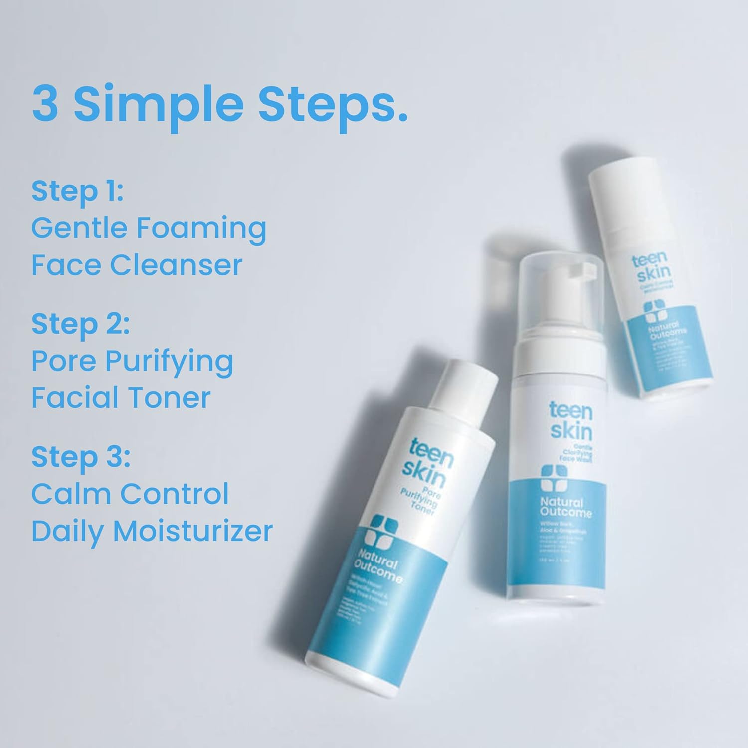 Teen Skin Care Kit 3-Step | Acne Face Wash Skin Care Regimen | Teen Skin Face Wash, Toner, & Moisturizer | Perfect for Teens Preteens & Kids Looking to Prevent Acne | 3 Pc Kit by Natural Outcome - Image 3