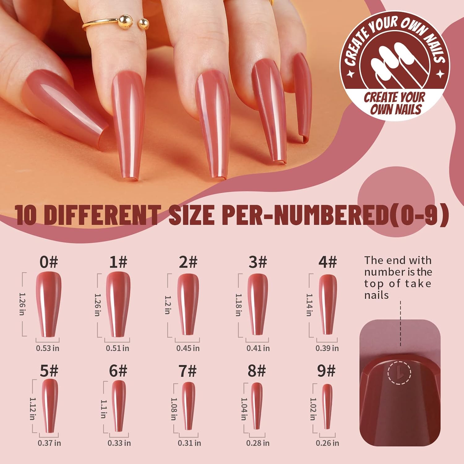 Teenitor Full Cover Color Press On Coffin Nails, 576pcs Fake Nail Tips in 24 Colors, Glue On Long Ballerina False Nails - Image 7