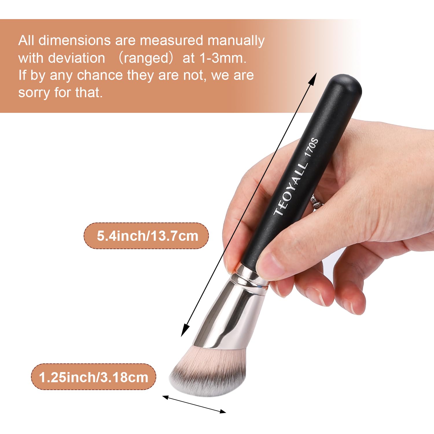 TEOYALL Angled Foundation Contour Brush, Synthetic Kabuki Brush for Concealing Blending Setting Buffing with Liquid, Cream and Powder Cosmetic (170S) - Image 5