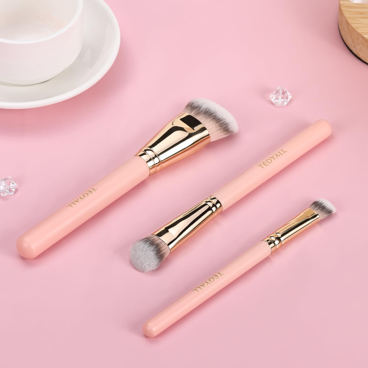 TEOYALL Flat Angled Brushes, Flawless Foundation Brush Under Eye Concealer Brush Bronzer Brush with Liquid Cream Powder - Image 6