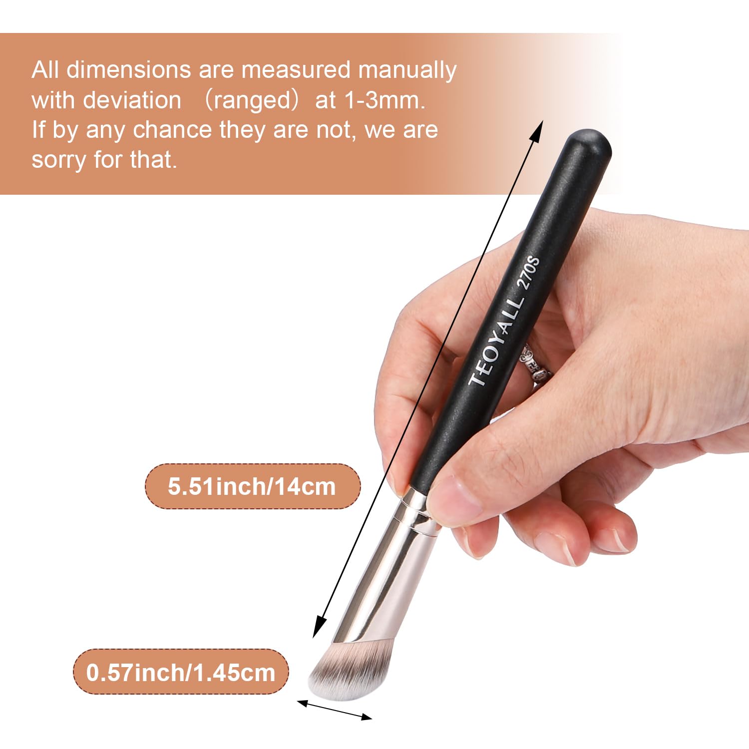TEOYALL Under Eye Concealer Brush, Angled Contour Brush Synthetic Kabuki Brush for Concealing Blending Setting Buffing with Liquid, Cream and Powder Cosmetic (270S) - Image 5
