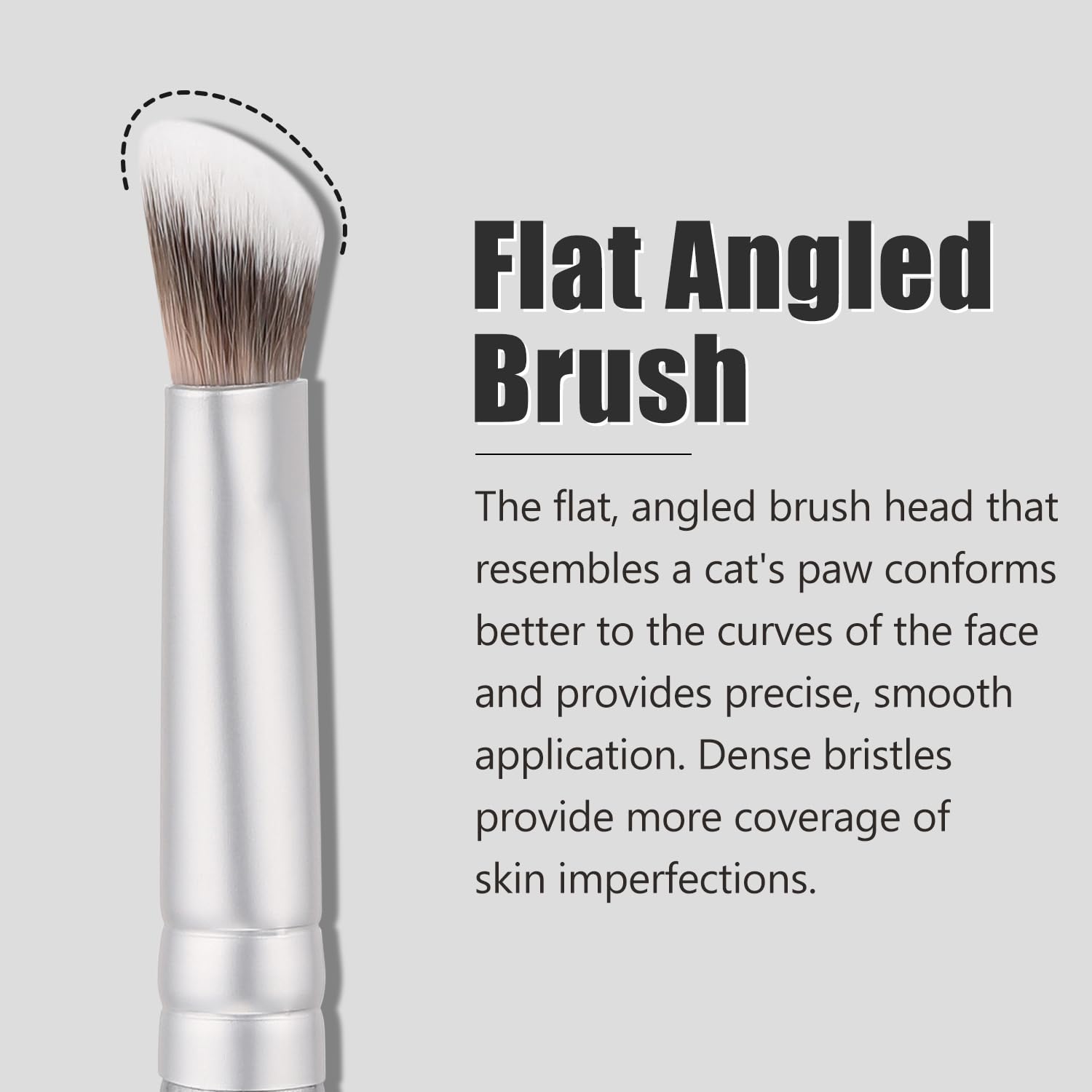 TEOYALL Under-Eye Concealer Brush, Small Flat Angled Synthetic Bristles Flawless Coverage Multitask Brush with Liquid Cream Powder - Image 2