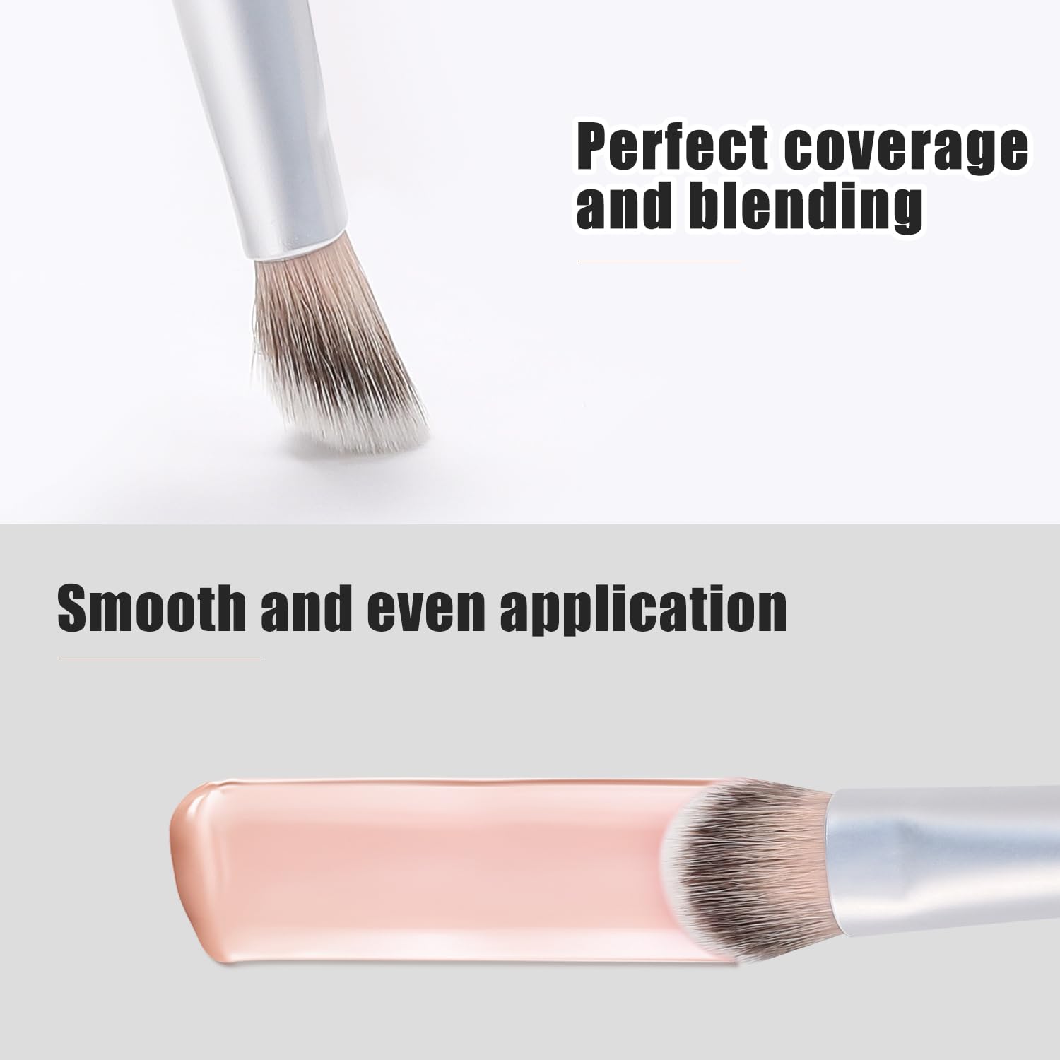 TEOYALL Under-Eye Concealer Brush, Small Flat Angled Synthetic Bristles Flawless Coverage Multitask Brush with Liquid Cream Powder - Image 4