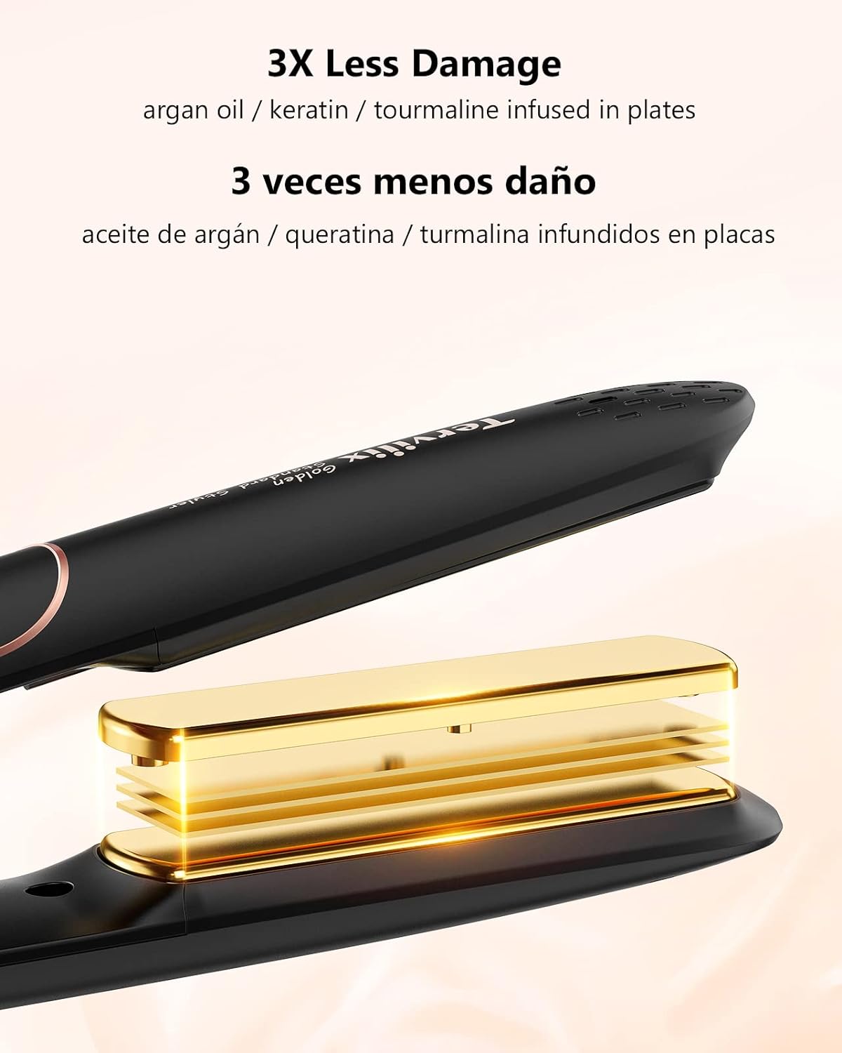 Terviiix Plancha De Cabello Professional 450°F, Non-Snagging Ceramic Flat Iron Hair Straightener 1 inch, 3X Less Damage Hair Iron Straightener and Curler, 15s Fast Heating, 5 Adjustable Heats - Image 2