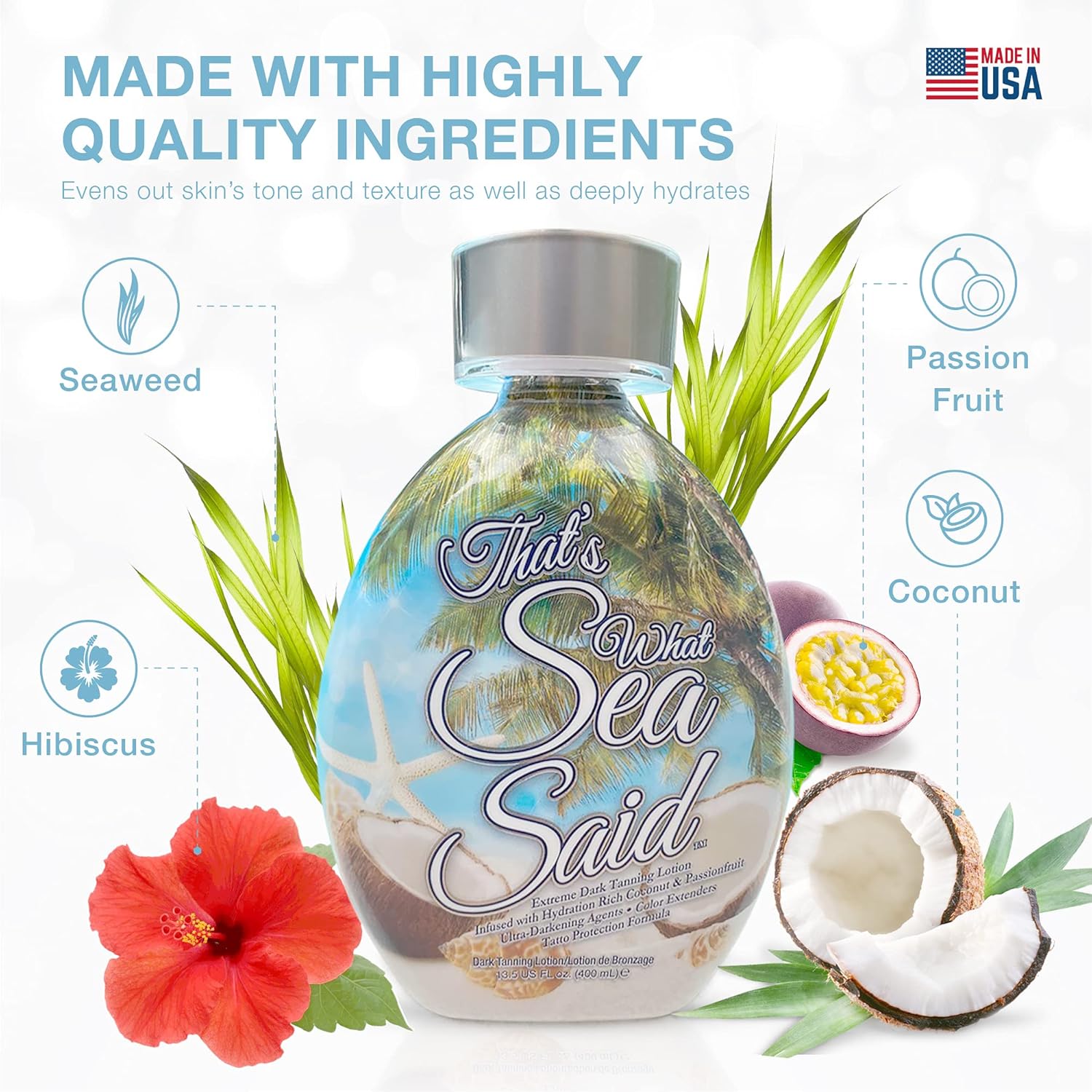 That’s What Sea Said Tanning Lotion Accelerator - For Indoor Tanning Beds and Outdoor Sun Tan - Safe for Face, Body and Tattoos - With Coconut Oil - No Bronzer - Image 4