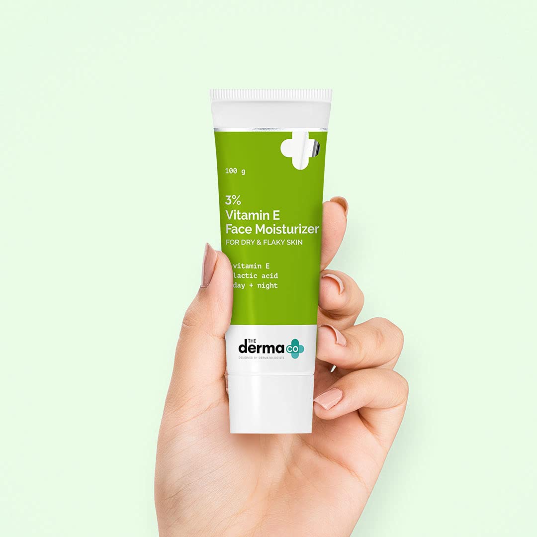 The Derma Co 3% Vitamin E Face Moisturizer for Dry & Flaky Skin | Soothes, Hydrates & Nourishes | Makes Skin Soft & Supple | Quick Absorbing, Fragrance-Free Formula | 3.53 Oz/100g - Image 2