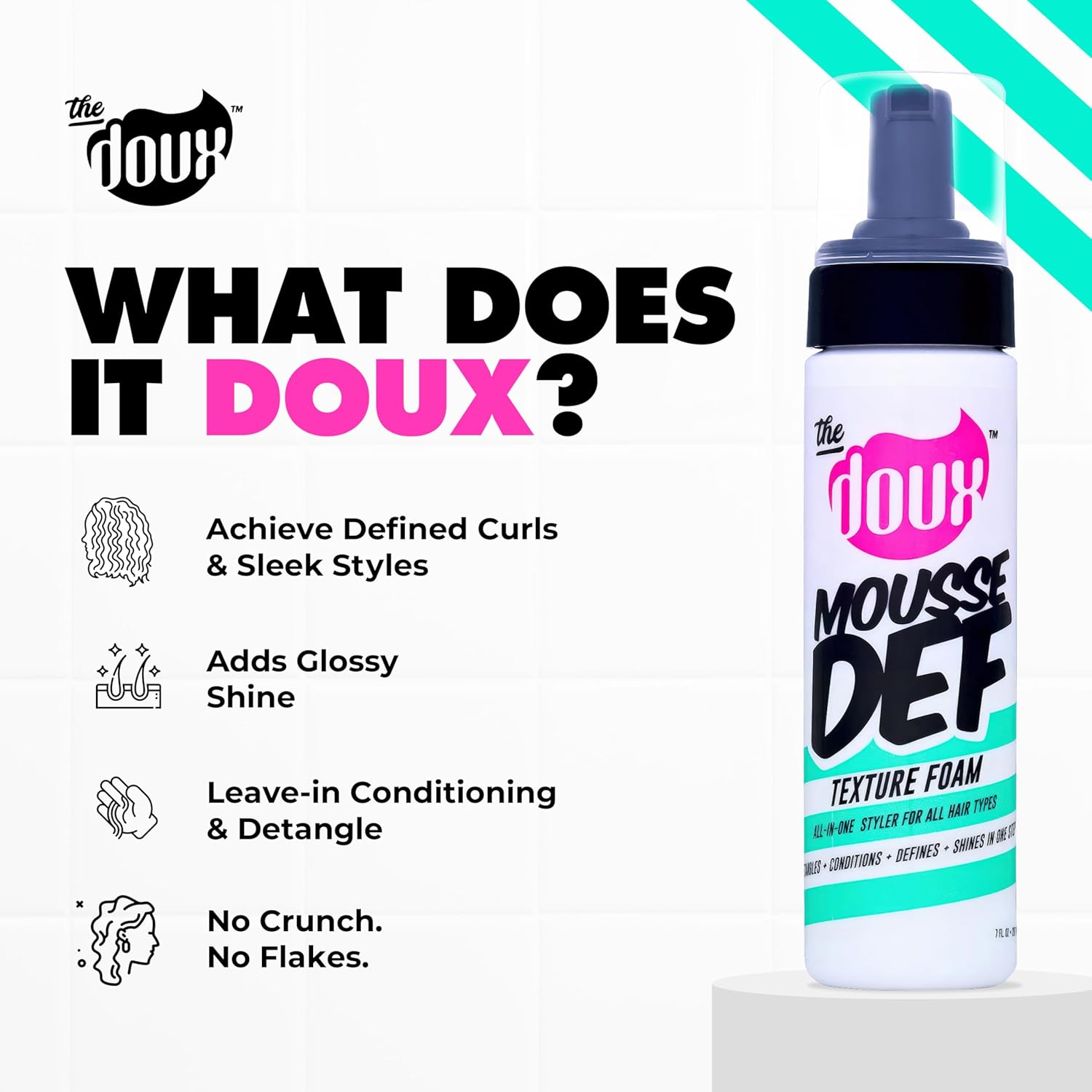 The Doux Mousse Def Texture Foam, Multi-Use Mousse Hair Foam to Style, Condition, Define, Volumize, and Add Shine - 7oz - Image 3
