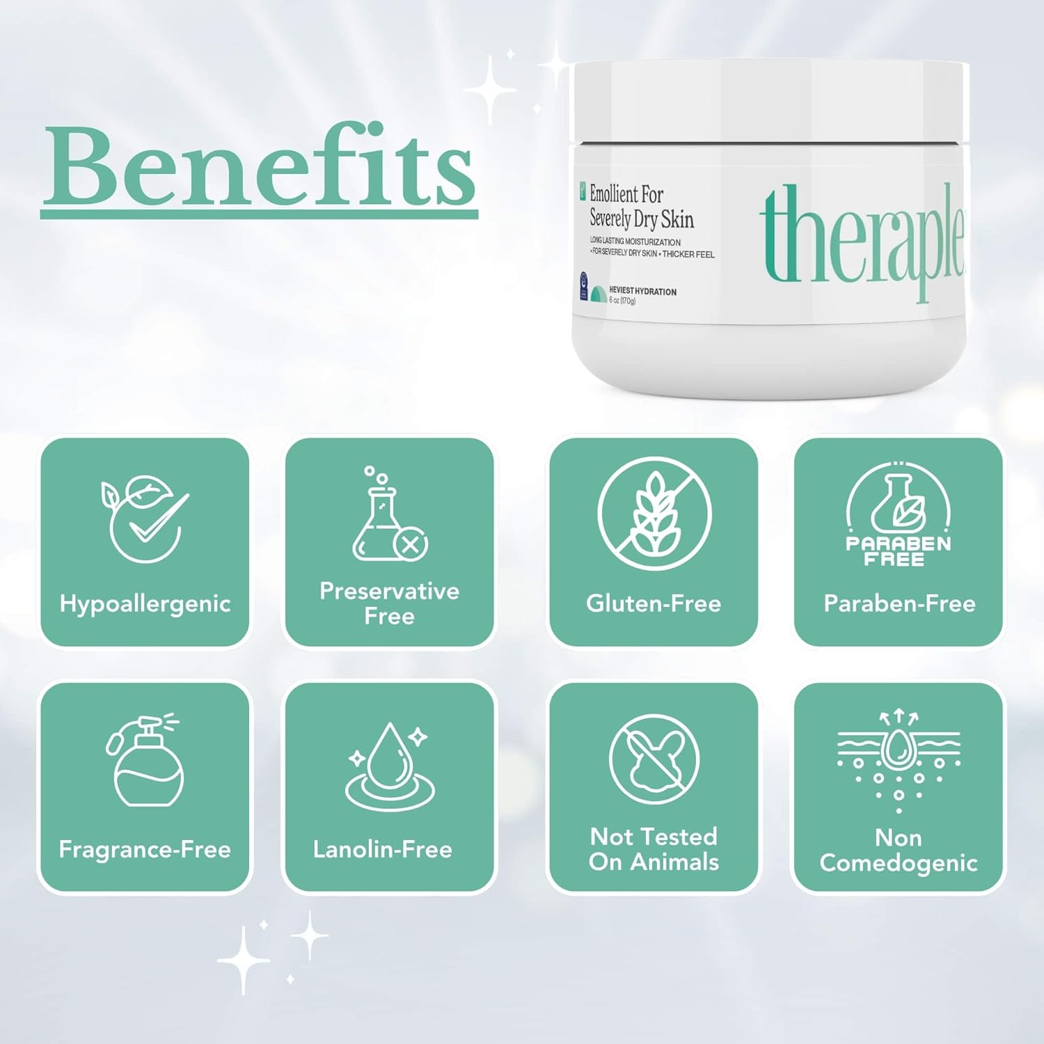 THERAPLEX Emollient Cream for Dry Skin - No Parabens or Preservatives, Noncomedogenic, Fragrance-free, Dermatologist Recommended - Long-lasting Moisturizing Cream and Heaviest Hydration (6 Oz) - Image 3