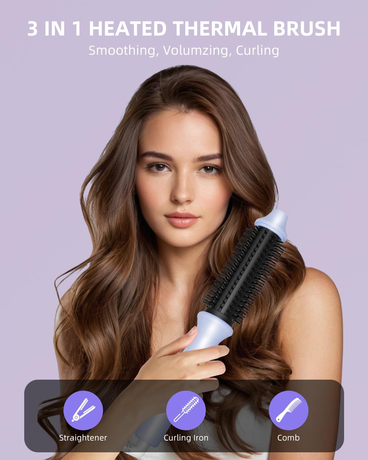 Thermal Brush, 1.26 Inch Curling Iron Brush with 10 Adjustable Heat Settings, Dual Voltage for Travel, Easy to Create Curling, Smooth Hair, Less Frizz - Image 3