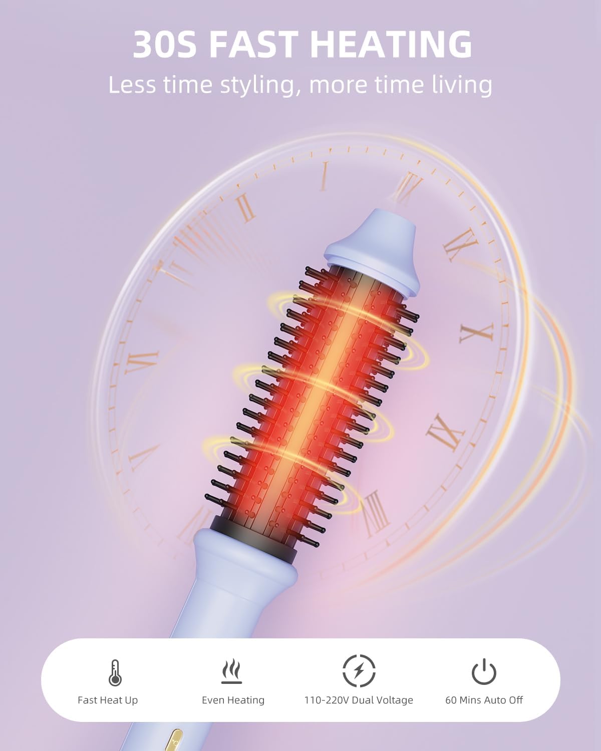 Thermal Brush, 1.26 Inch Curling Iron Brush with 10 Adjustable Heat Settings, Dual Voltage for Travel, Easy to Create Curling, Smooth Hair, Less Frizz - Image 4
