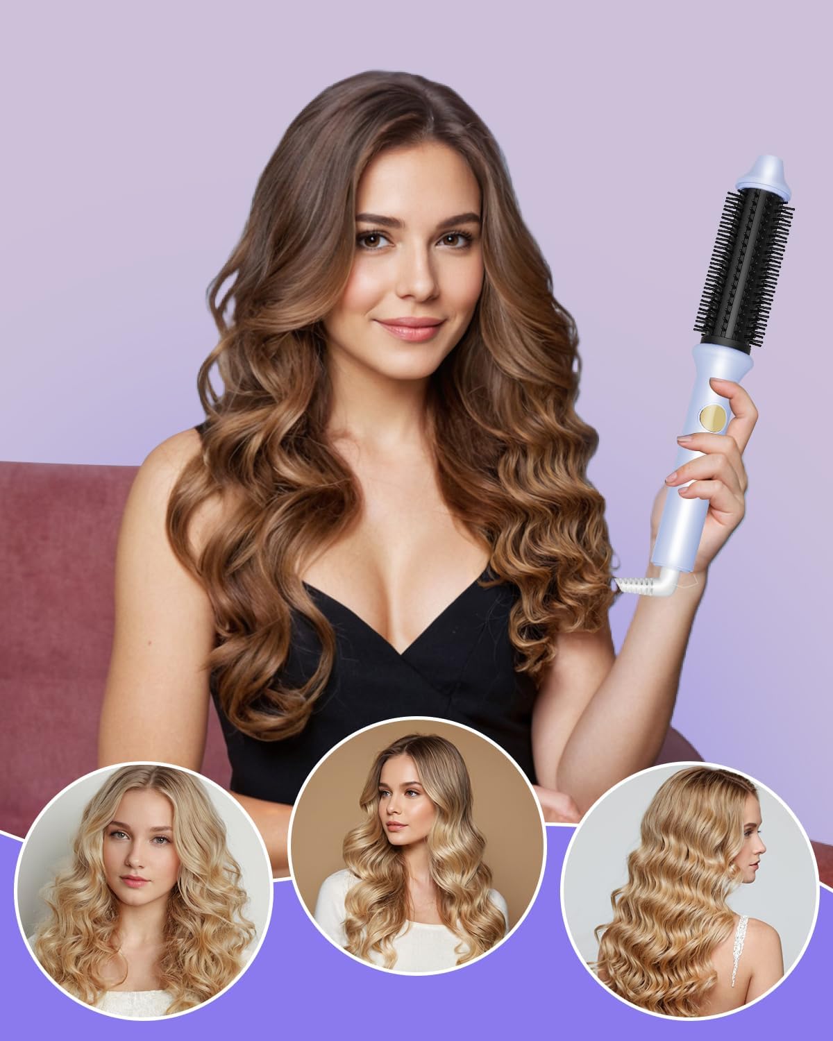 Thermal Brush, 1.26 Inch Curling Iron Brush with 10 Adjustable Heat Settings, Dual Voltage for Travel, Easy to Create Curling, Smooth Hair, Less Frizz - Image 6