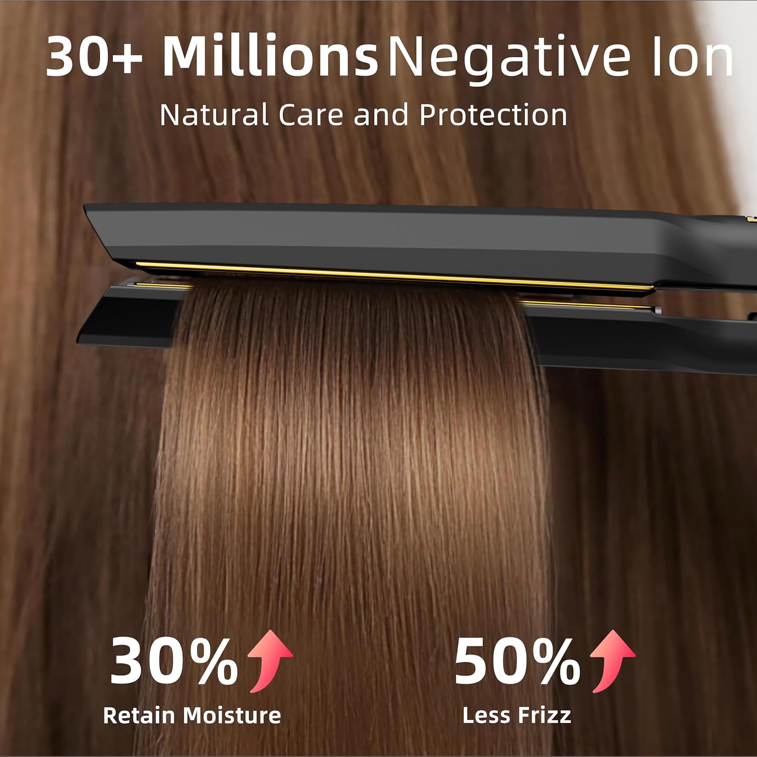 Thirtek Professional Hair Straightener,1.5 inch Ceramic & Titanium Flat Iron,15 Adjustable Temperature Levels,LCD Display, 25s Quick Heat Up,Styling Tools for Thick Hair,Dual Voltage,Black&Gold - Image 2