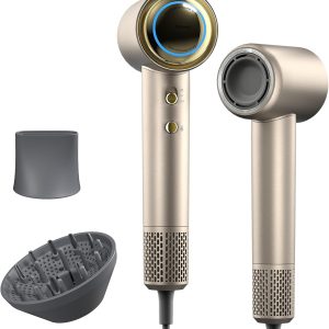 Tideway H11 Hair Dryer 110000 RPM Professional High-Speed, Rapid Drying Plasma Tech for Scalp Health, Lightweight Low Noise, Smart Temp Control,4 Temps Travel with Magnetic Nozzle&Diffuser (Gold)