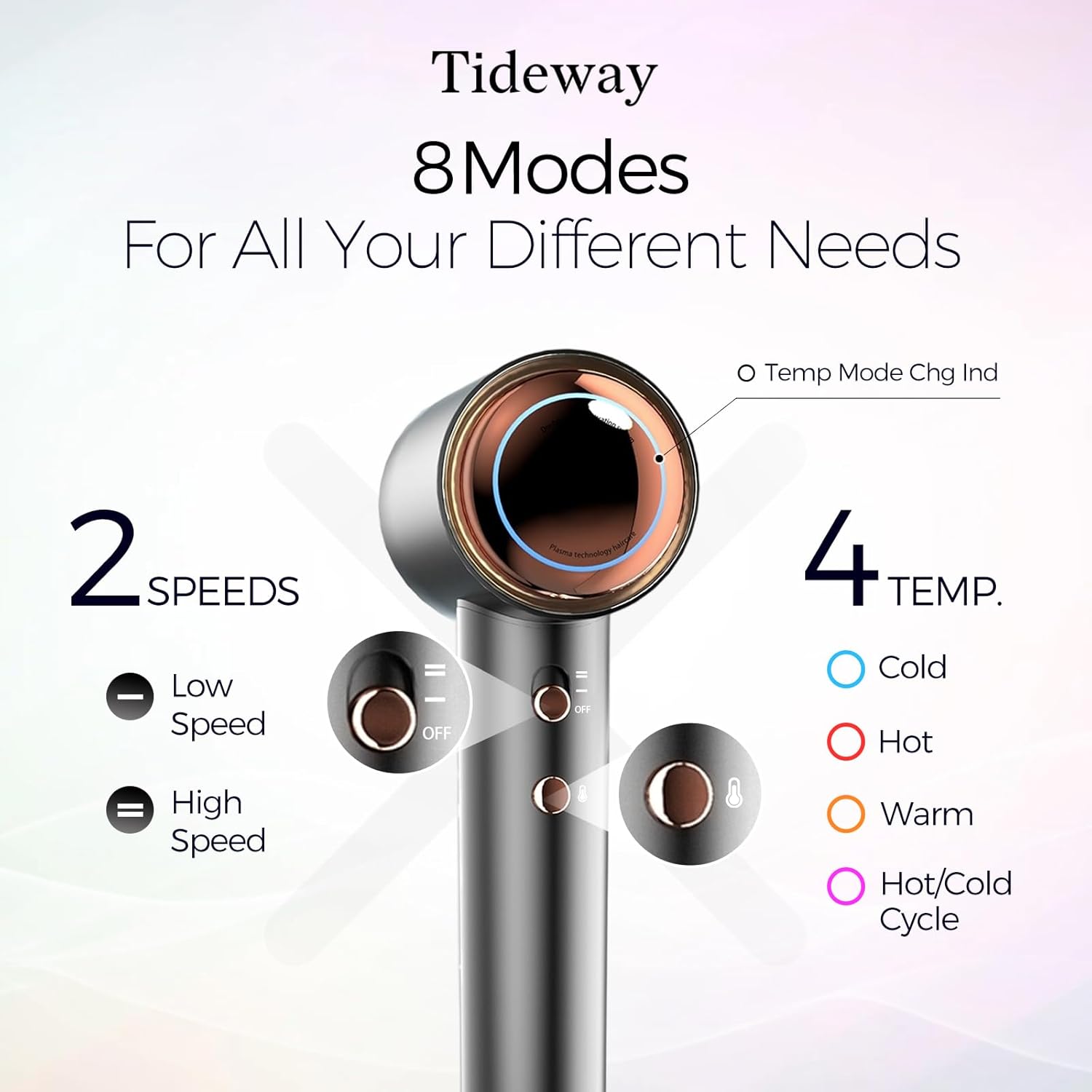 Tideway H11 Professional Hair Dryer 110000 RPM Lightweight Low Noise with Smart Temp Control and Magnetic Nozzle (Black) - Image 6