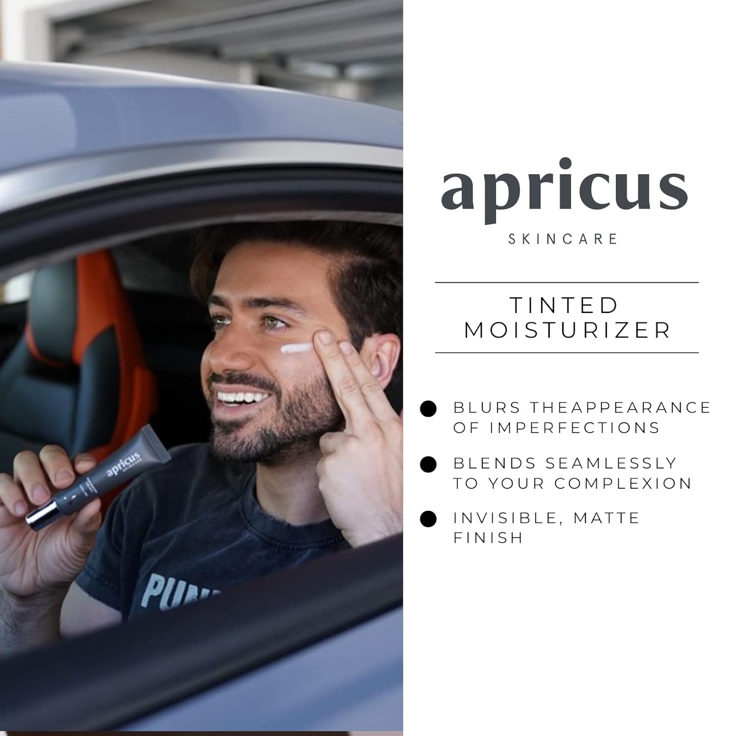 Tinted Moisturizer for Men by Apricus Skincare | Face Moisturizer Anti Aging and Anti-Redness | Dark Spot Concealer Cream and Redness Corrector | Matte Acne Face Moisturizer, 0.67 Oz, (Medium) - Image 4