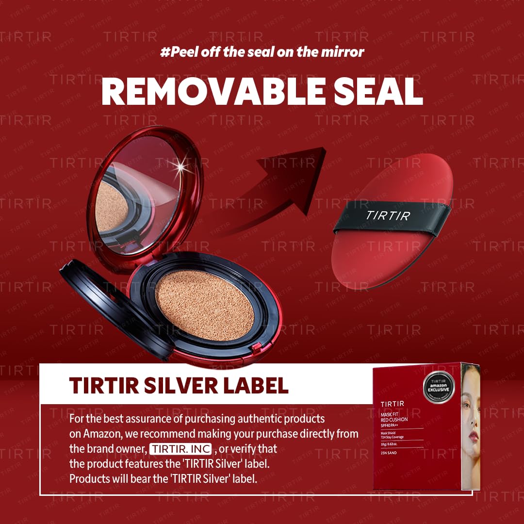 TIRTIR Mask Fit Red Cushion Foundation | Full coverage, Weightless, Skin fit, Satin Glow Finish, Korean Makeup, beauty, Tattoo cover up, Buildable (#23N Sand, 0.63 Fl Oz) - Image 5