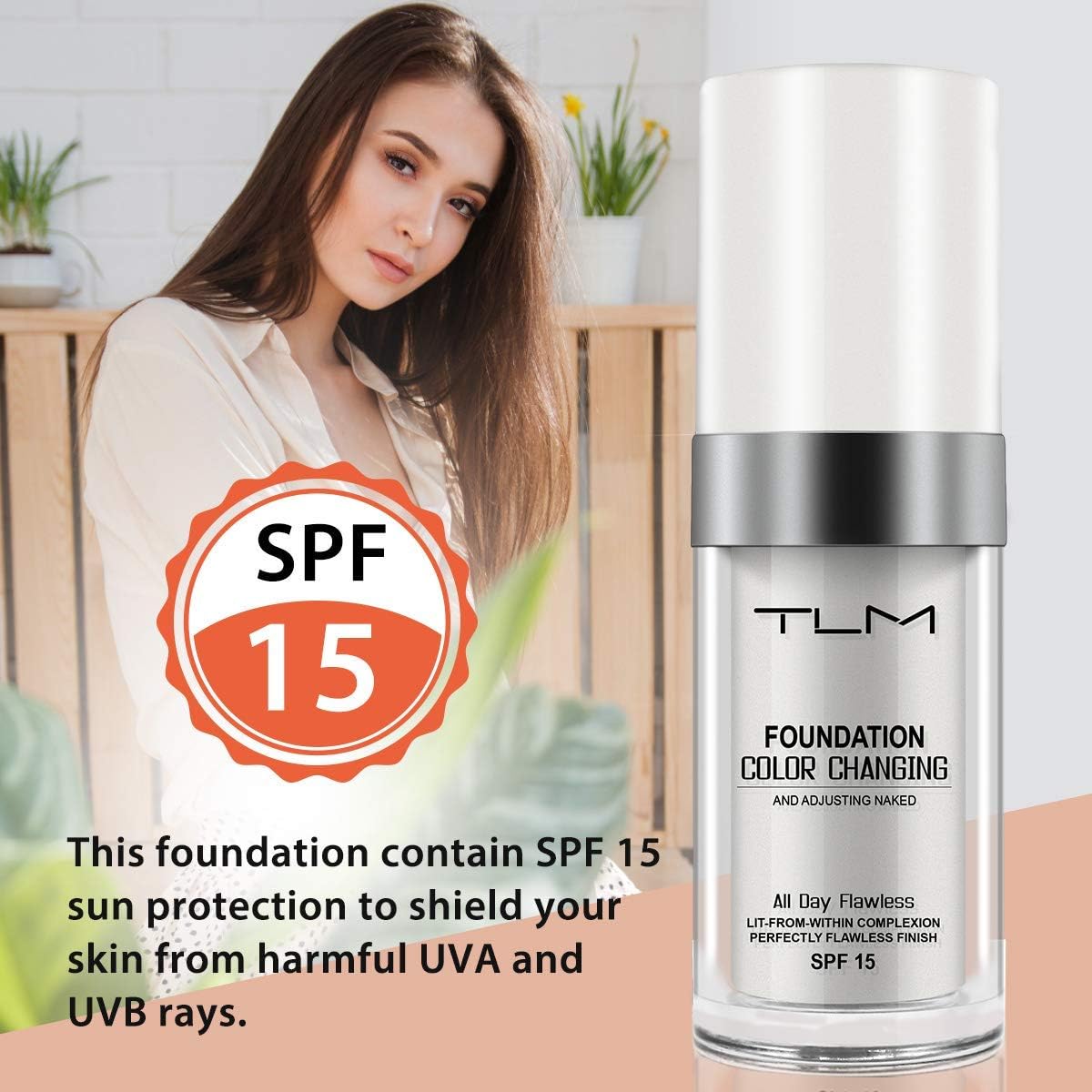 TLM Colour Changing Foundation, 2Pack Flawless Color Changing Foundation Makeup Base Moisturizing Liquid Foundation for Women, Concealer Cover, Girls SPF15, Sunscreen, Non-Greasy,Long Lasting - Image 8