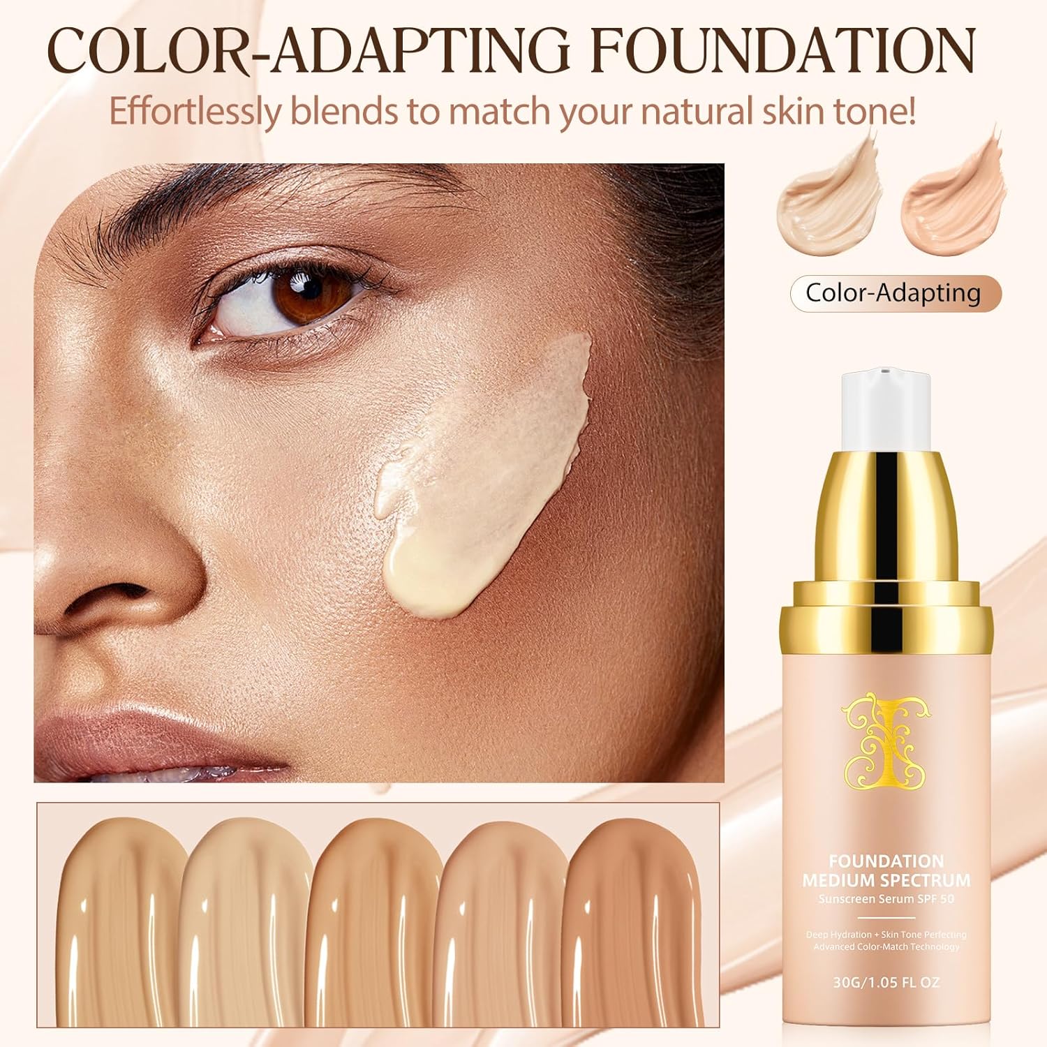 TLM Colour Changing Foundation, 30ml TLM Concealer Cover Cream Liquid Flawless Full Coverage Natural Color Foundation Makeup Base Concealer for All Skin SPF15 (#2, 30ml) - Image 2