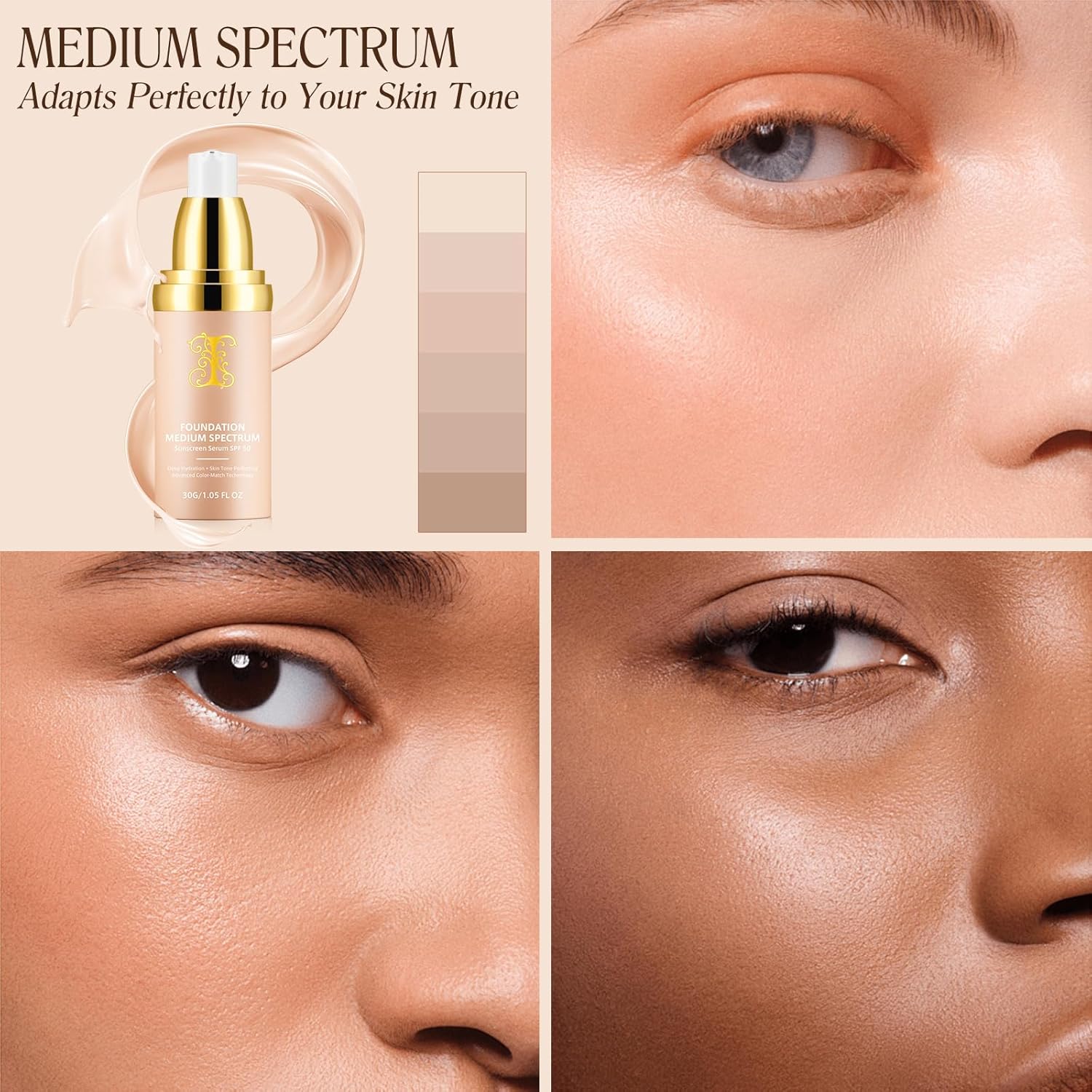 TLM Colour Changing Foundation, 30ml TLM Concealer Cover Cream Liquid Flawless Full Coverage Natural Color Foundation Makeup Base Concealer for All Skin SPF15 (#2, 30ml) - Image 4