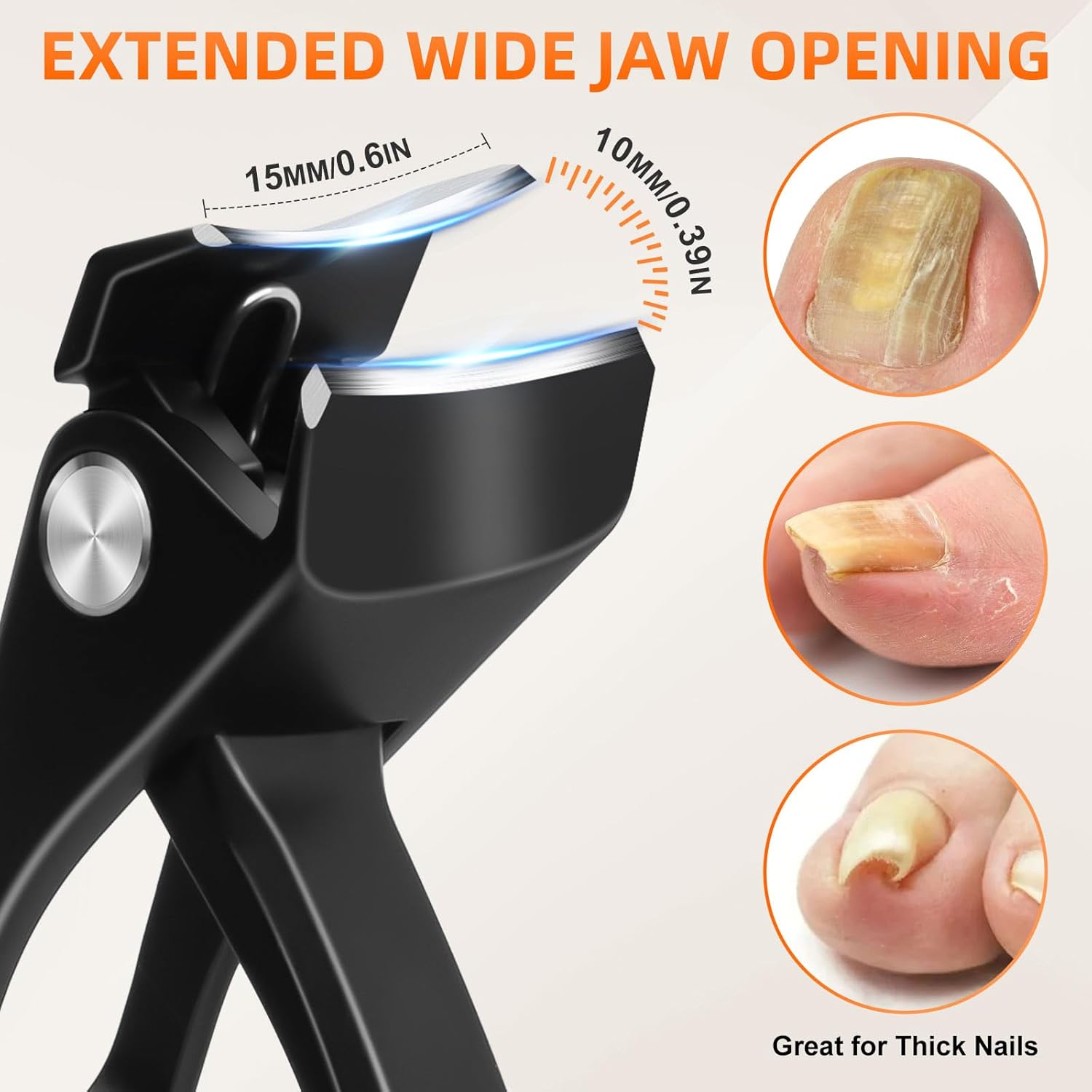 Toenail Clippers for Seniors Thick Toenails, Slanted Angled Head Large Nail Clippers Set for Men, Ultra Sharp Fingernail Clipper with File, Heavy Duty Toe Nail Clippers with Wide Jaw - Image 3
