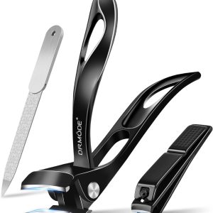 Toenail Clippers for Seniors Thick Toenails, Slanted Angled Head Large Nail Clippers Set for Men, Ultra Sharp Fingernail Clipper with File, Heavy Duty Toe Nail Clippers with Wide Jaw