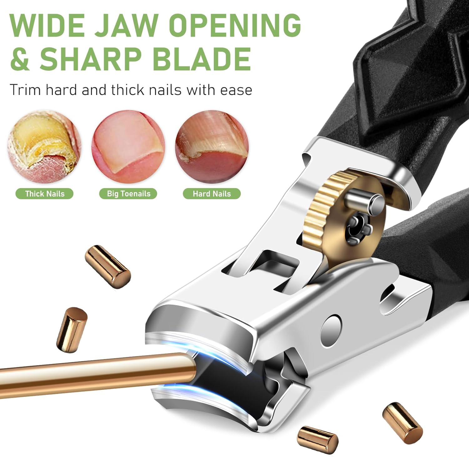 Toenail Clippers for Thick Toenails for Seniors, Wide Jaw Opening Nail Clippers for Men, Heavy Duty Ingrown Toenail Clippers Nail Cutters, Ultra Sharp Slanted Nail Clippers with Long Handle - Image 2