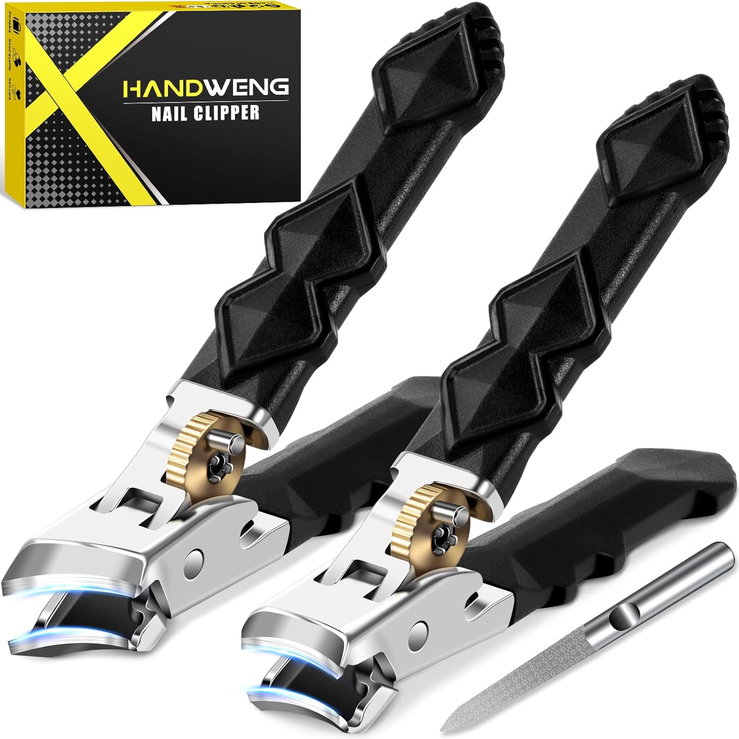 Toenail Clippers for Thick Toenails for Seniors, Wide Jaw Opening Nail Clippers for Men, Heavy Duty Ingrown Toenail Clippers Nail Cutters, Ultra Sharp Slanted Nail Clippers with Long Handle