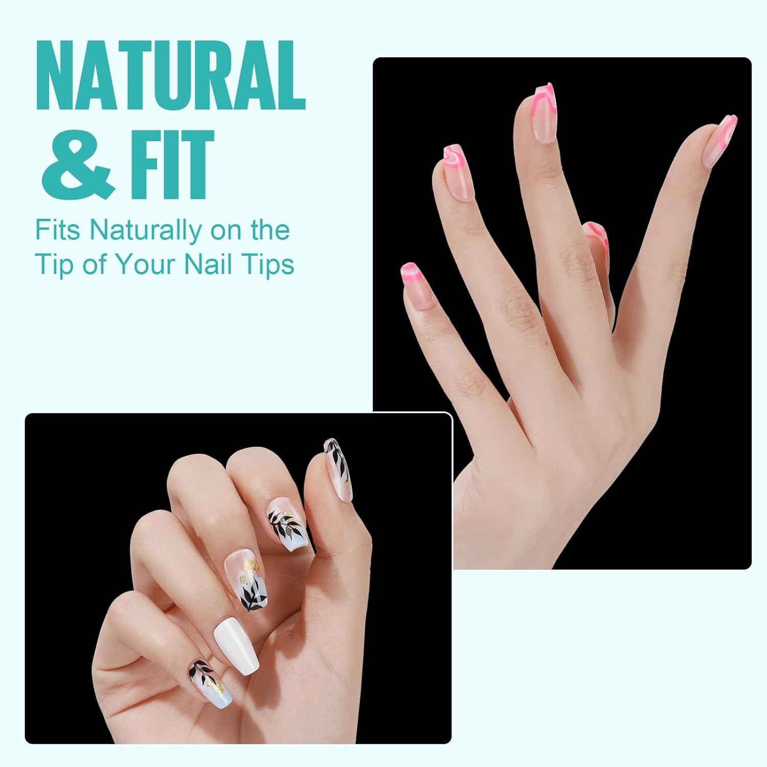 TOMICCA Coffin Acrylic Nails - Clear Short Coffin Nails, 216Pcs Fake False Nails for Nail Extension, Gel Press on Nails for Beginners and Professional - Image 6