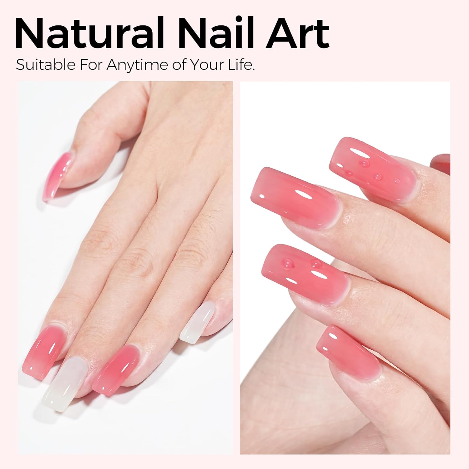 TOMICCA Gel Nail Polish, Strawberry Red Gel Polish, Light Red Jelly Nail Polish Quick Dry, Soak Off U V Translucent Gel Polish Colors Long Lasting Nail Art Manicure - Image 7