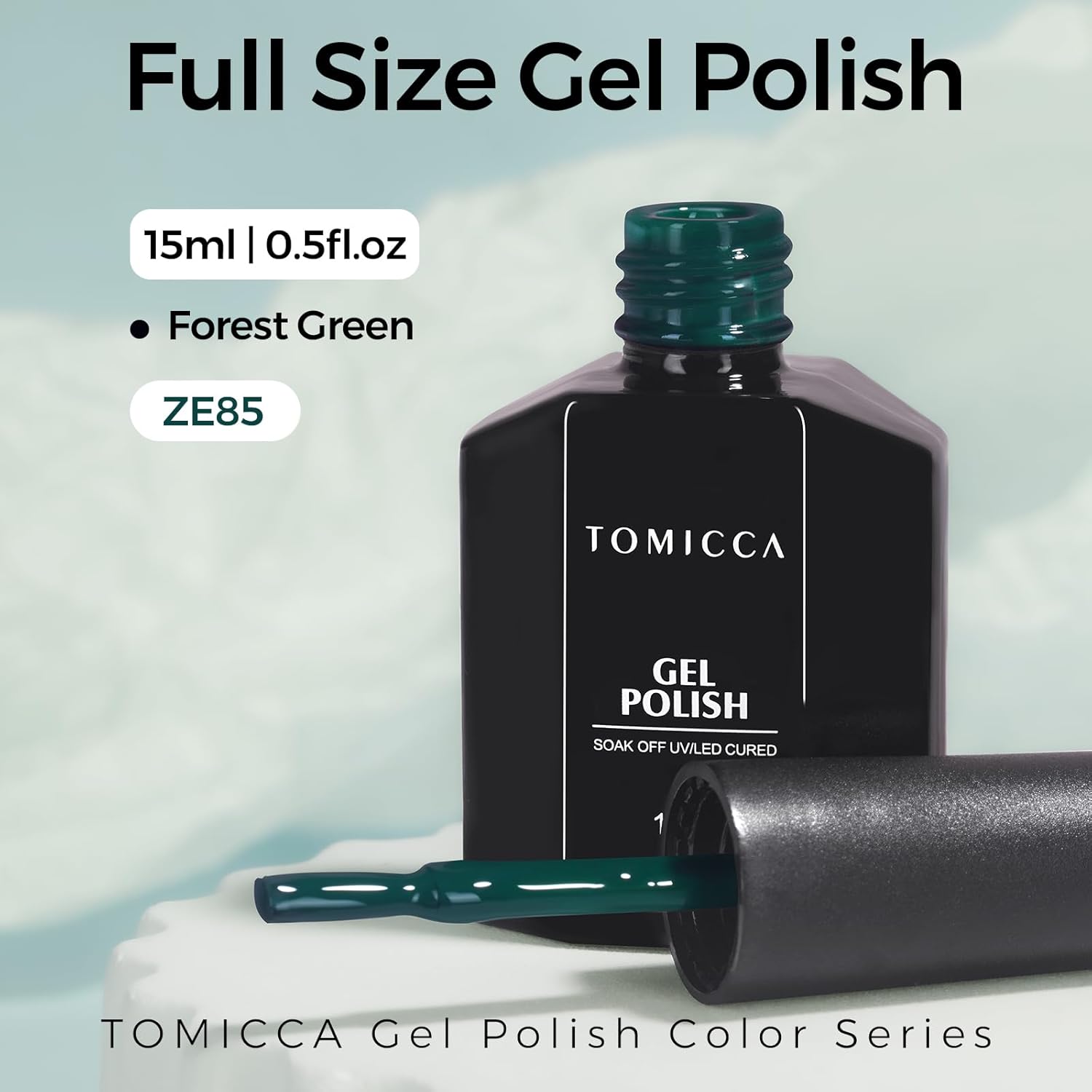 TOMICCA Green Gel Nail Polish, Forest Green Color Gel Polish, Soak Off UV LED Cure Nail Polish, Nail Art Manicure Salon DIY at Home Present for Women - Image 7