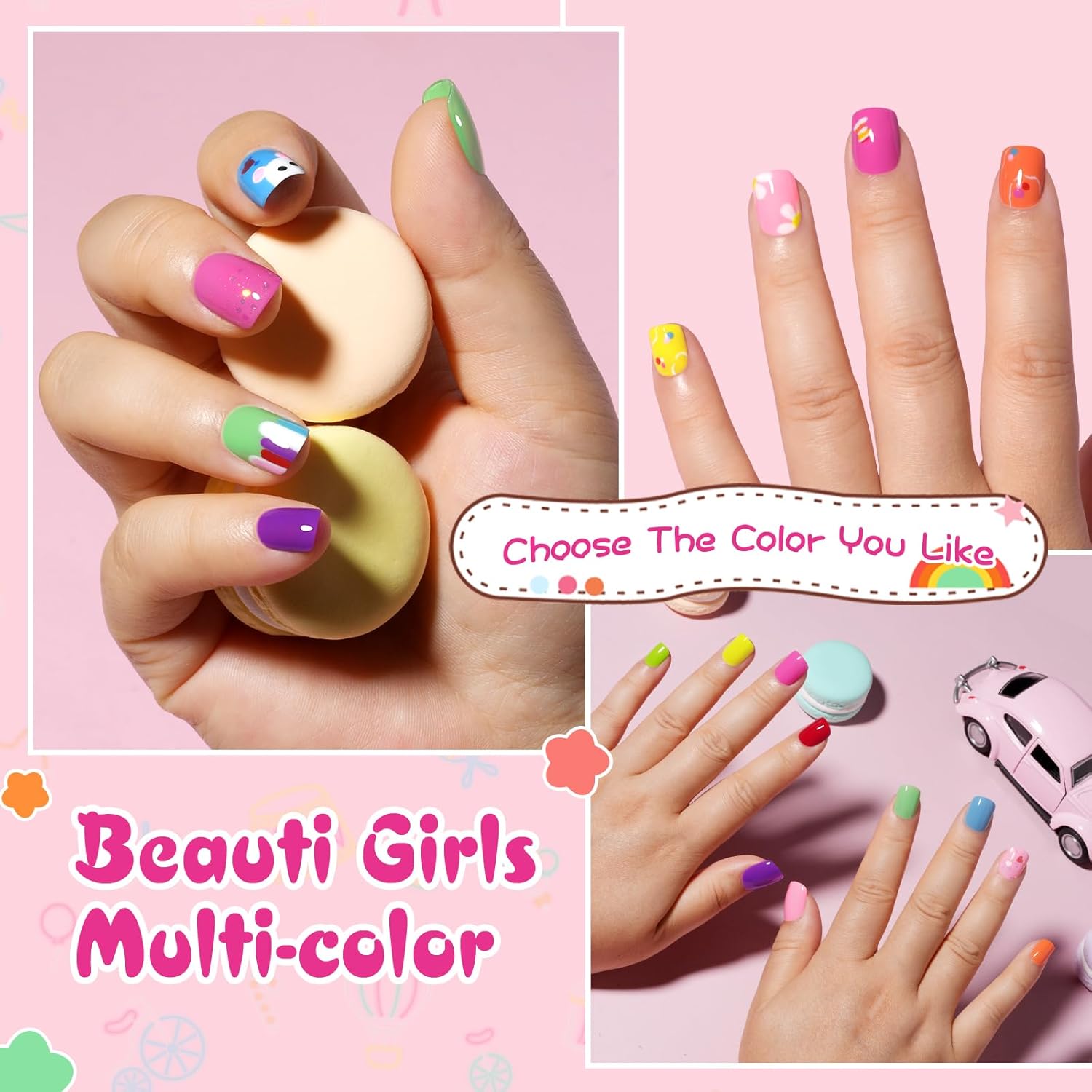 TOMICCA Kids Nail Polish - Quick Dry Non-Toxic Nail Polish Set 10 Colors, Peel Off Water Based Rainbow Nail Polish, Kids Natural Safe Nail Polish for Toddler Teen DIY Nail Art - Image 4