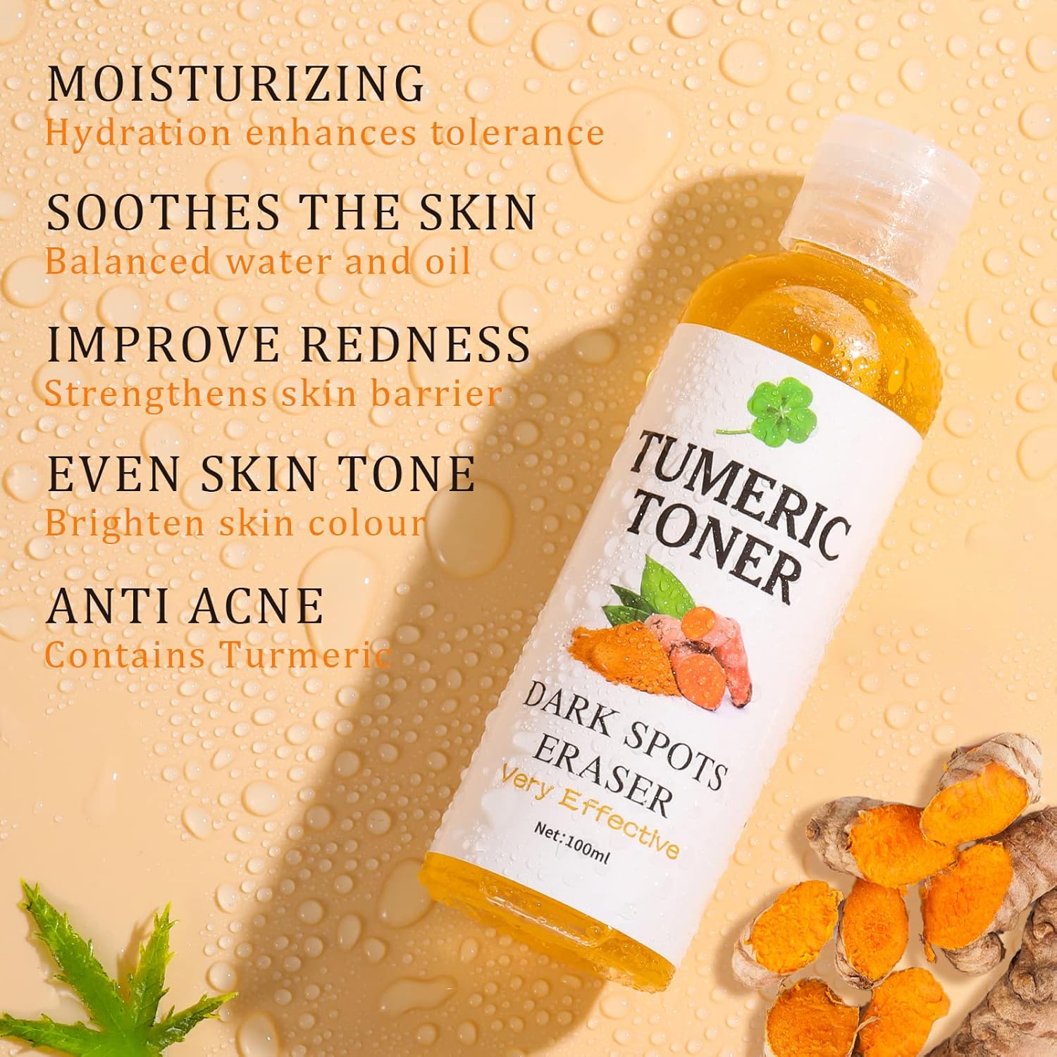 Toner for Dark Spots Turmeric Dark Spot Corrector Toner, Facial Toner for Acne Prone Skin, Dark Spot Remover for Face Hydrating Face Toner for Women, Moisturizing Toner Face for Dry Oily Skin- 4OZ - Image 4